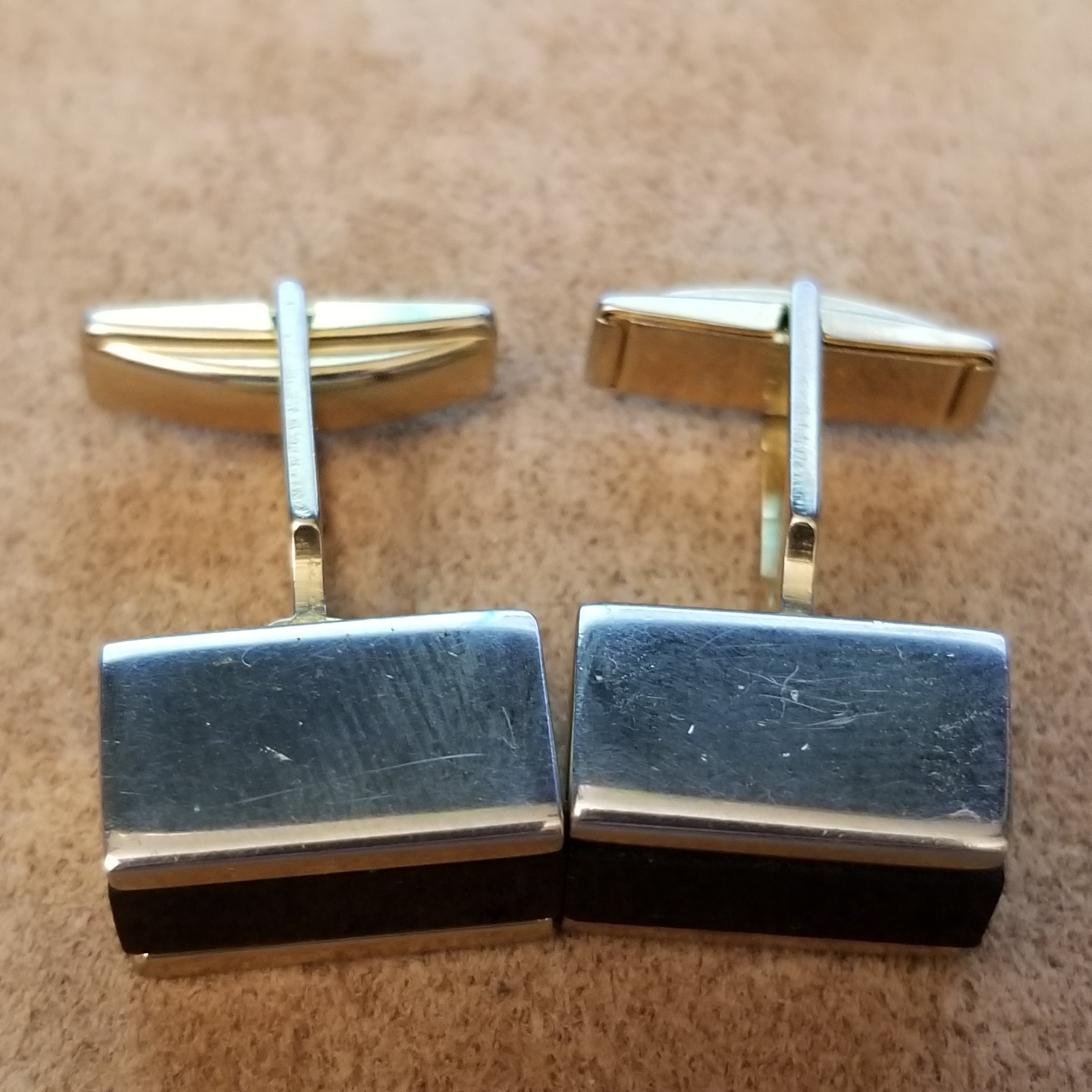 Vintage Faux Onyx Rectangular Cufflinks