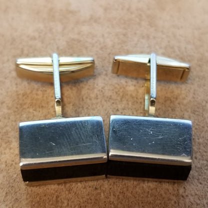 Vintage Faux Onyx Rectangular Cufflinks