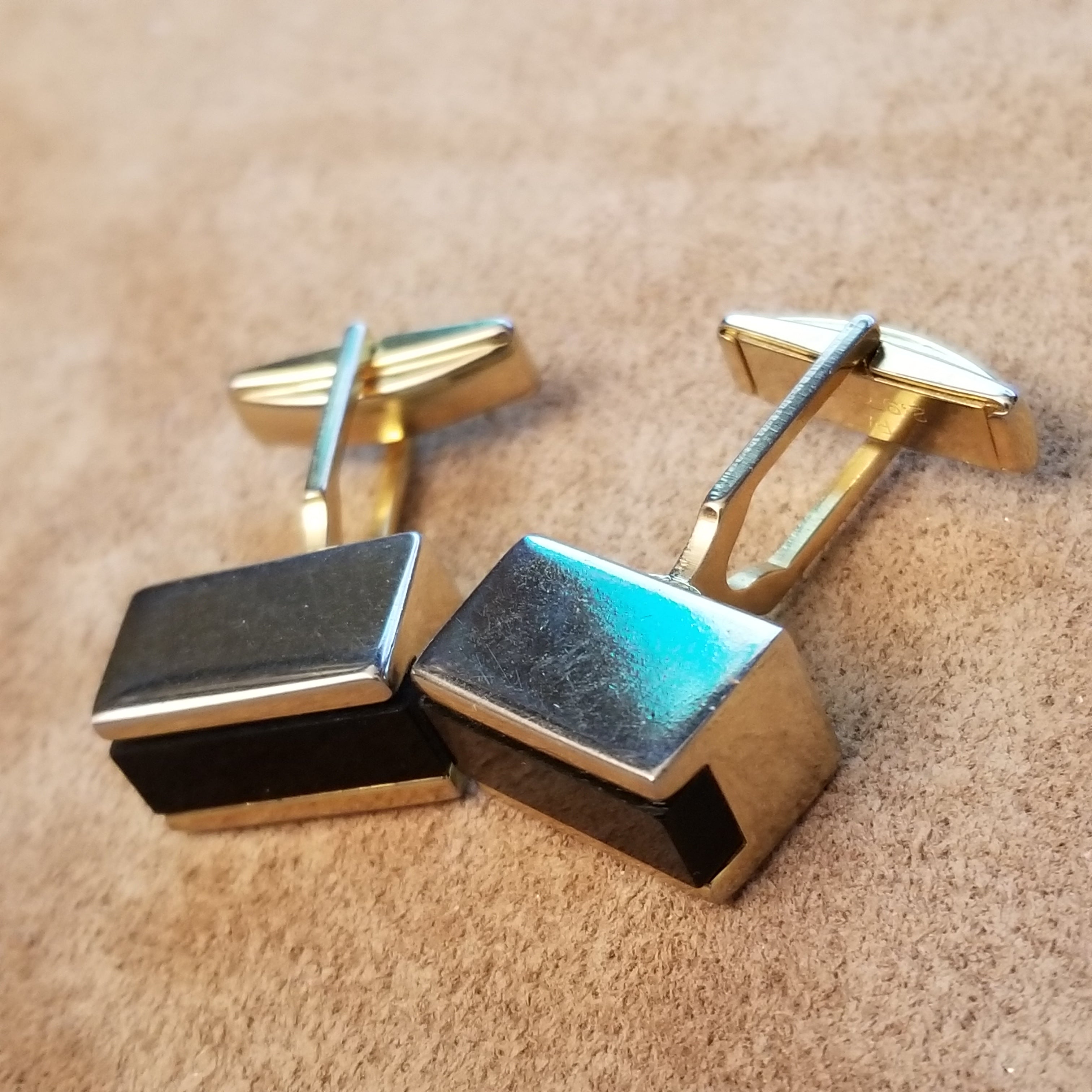 Vintage Faux Onyx Rectangular Cufflinks