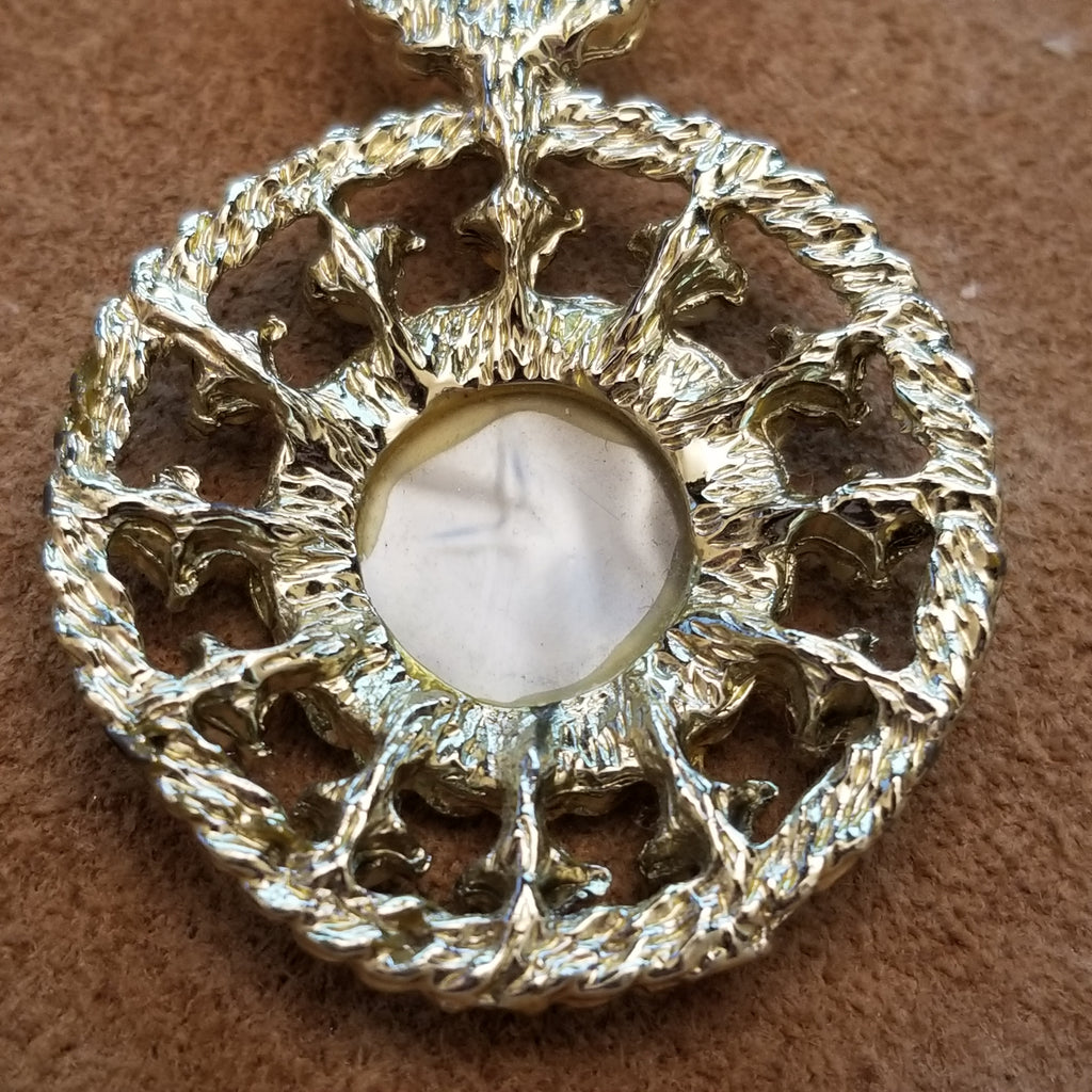 Gold Tone Faux Clock Brooch