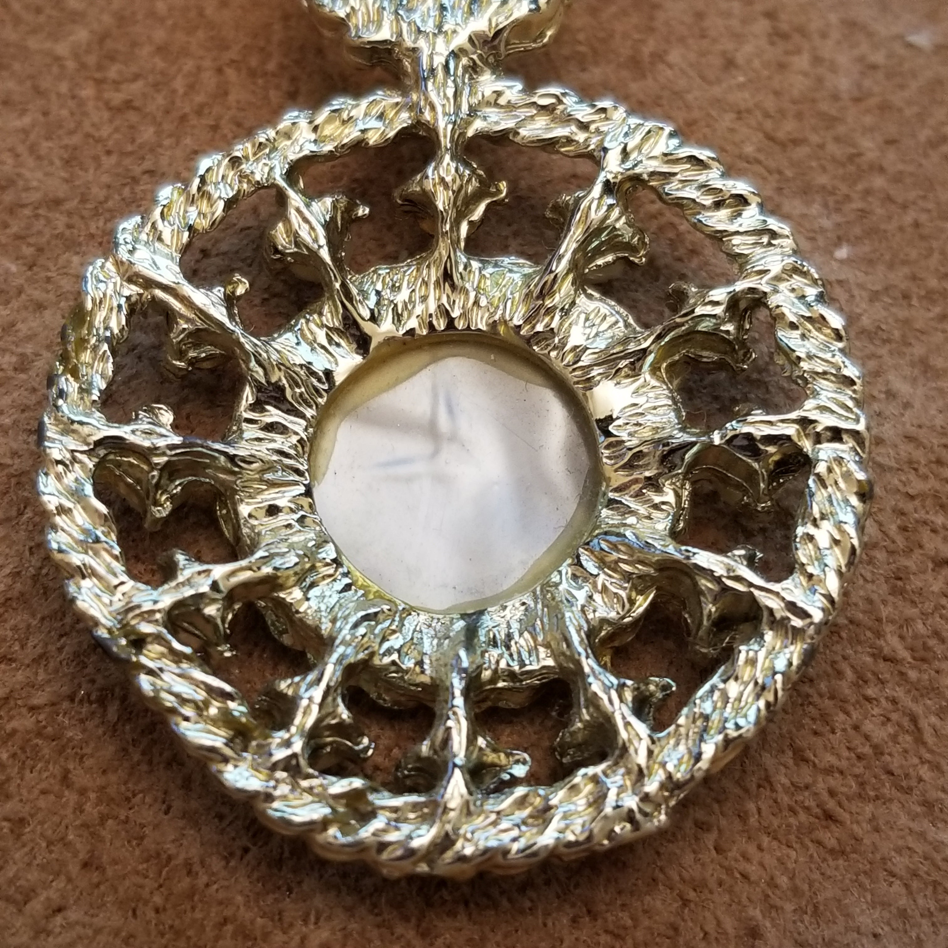 Gold Tone Faux Clock Brooch