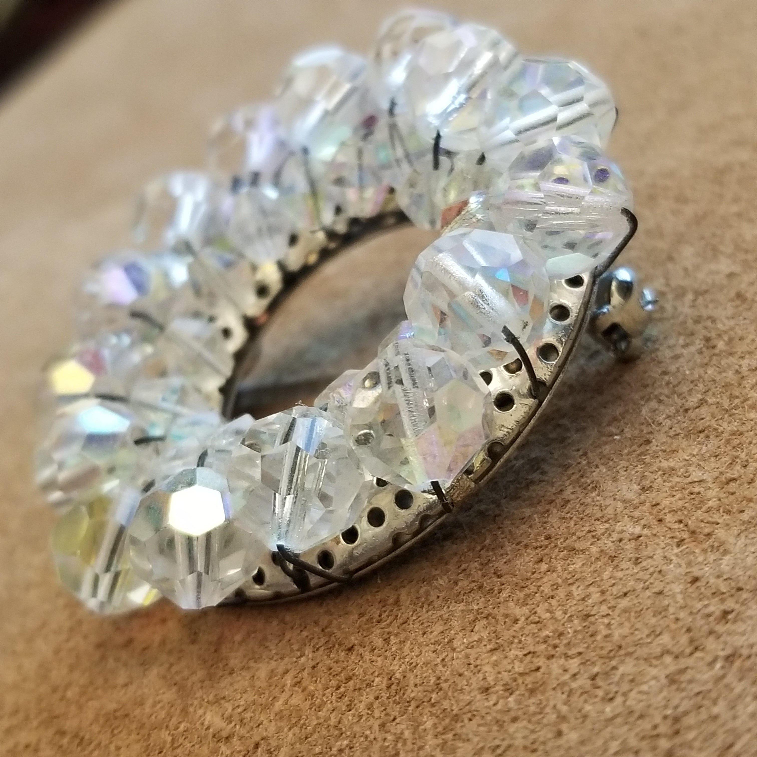Round AB Bead Wreath Brooch