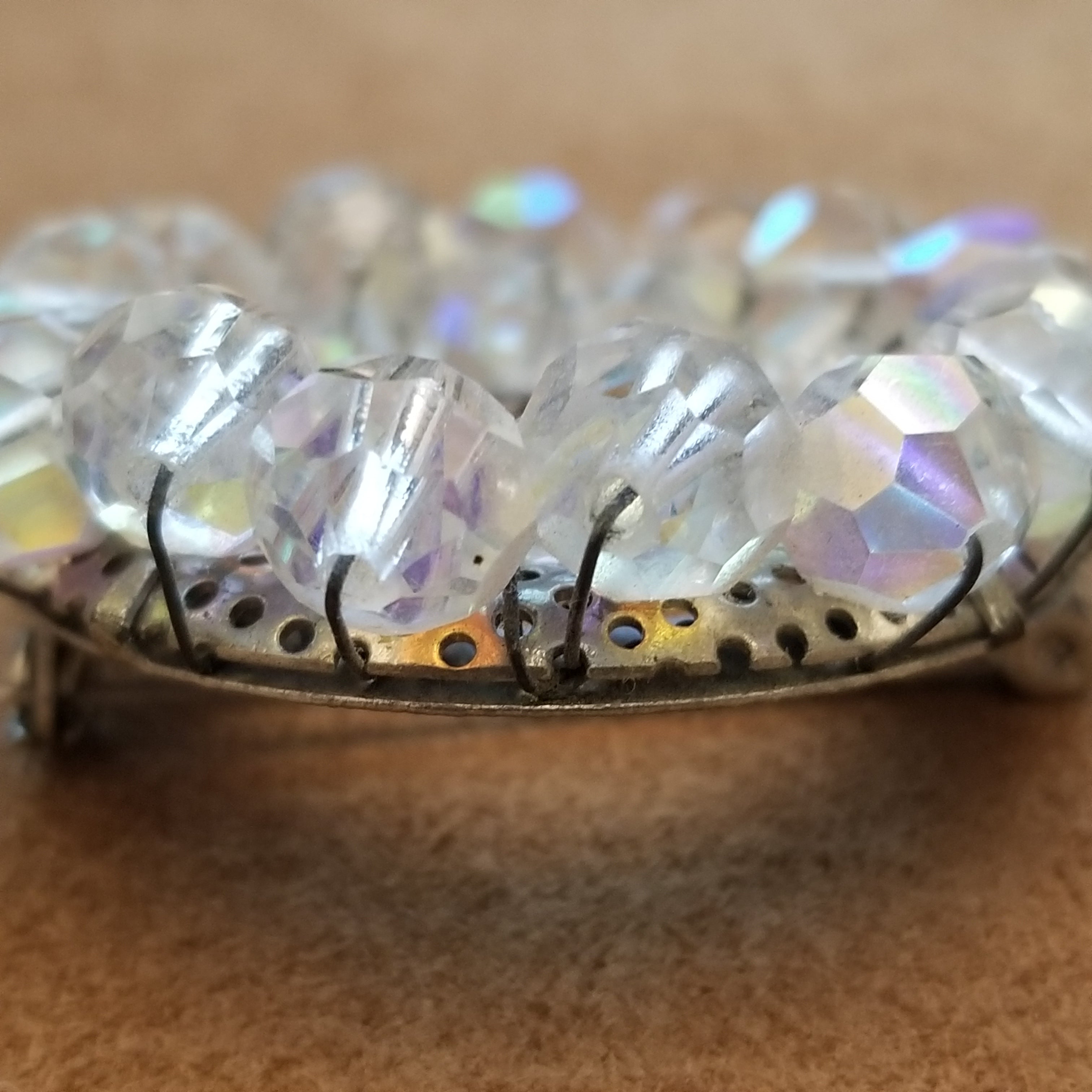 Round AB Bead Wreath Brooch