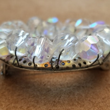 Round AB Bead Wreath Brooch