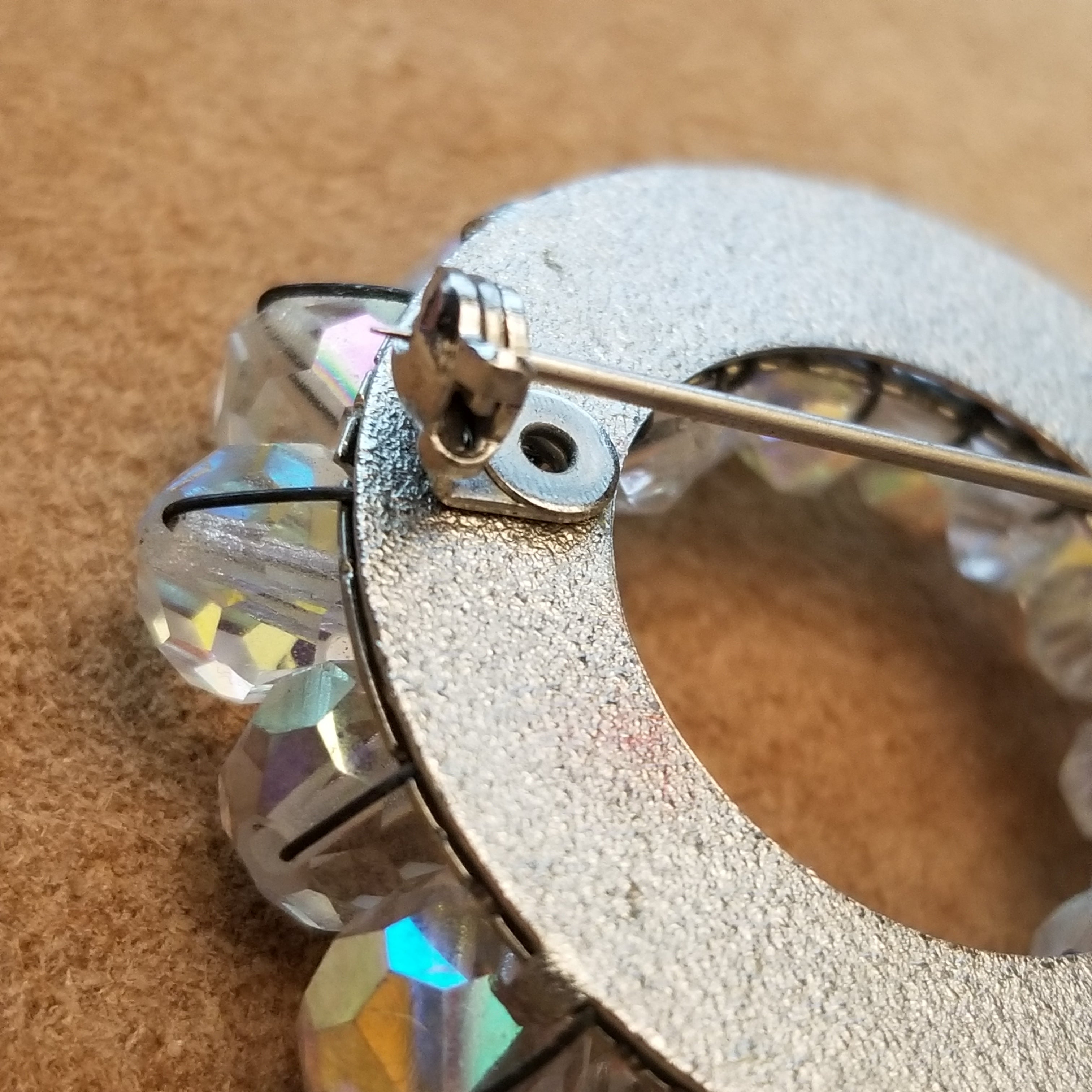 Round AB Bead Wreath Brooch