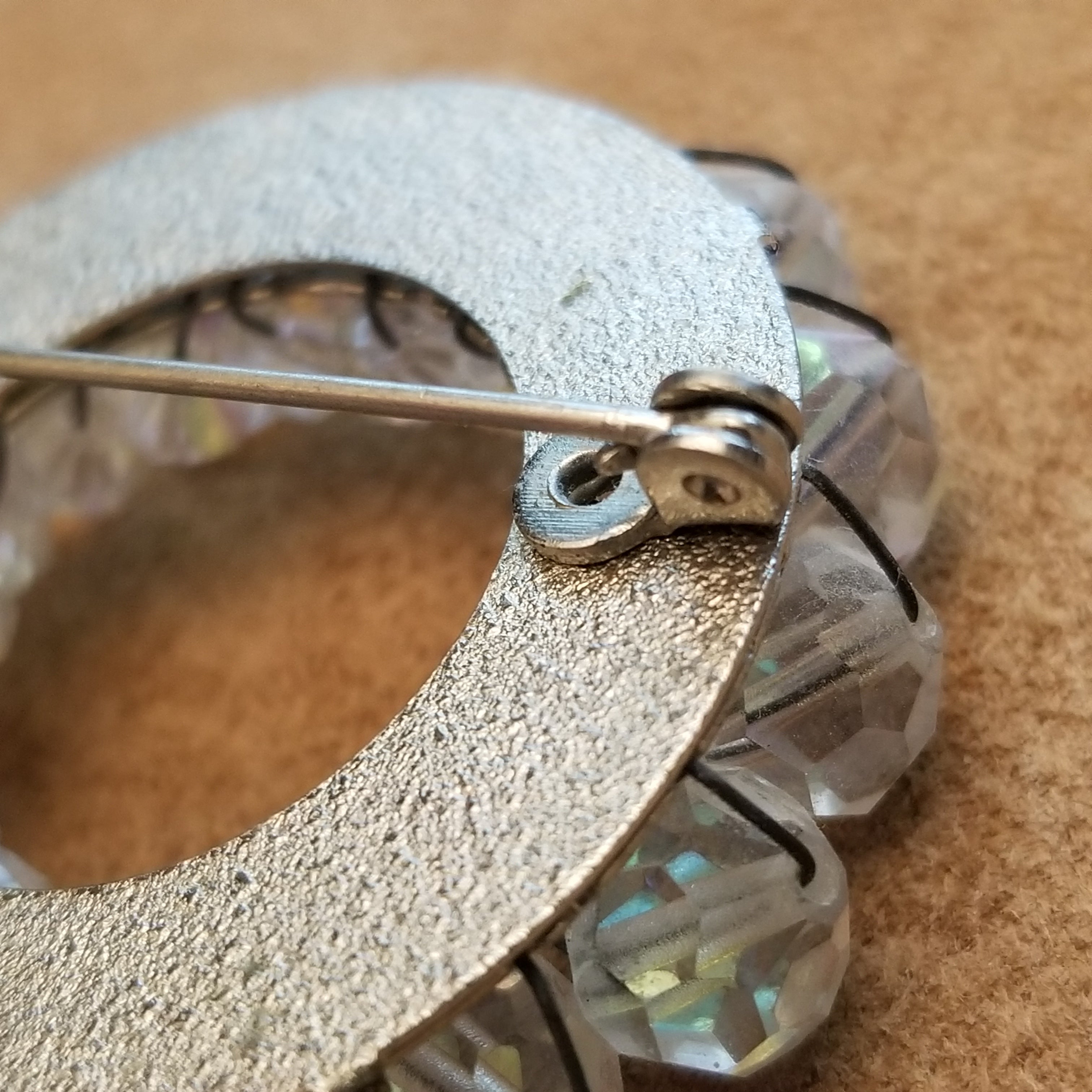 Round AB Bead Wreath Brooch