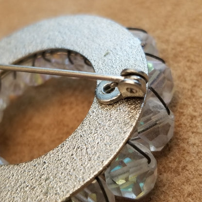 Round AB Bead Wreath Brooch