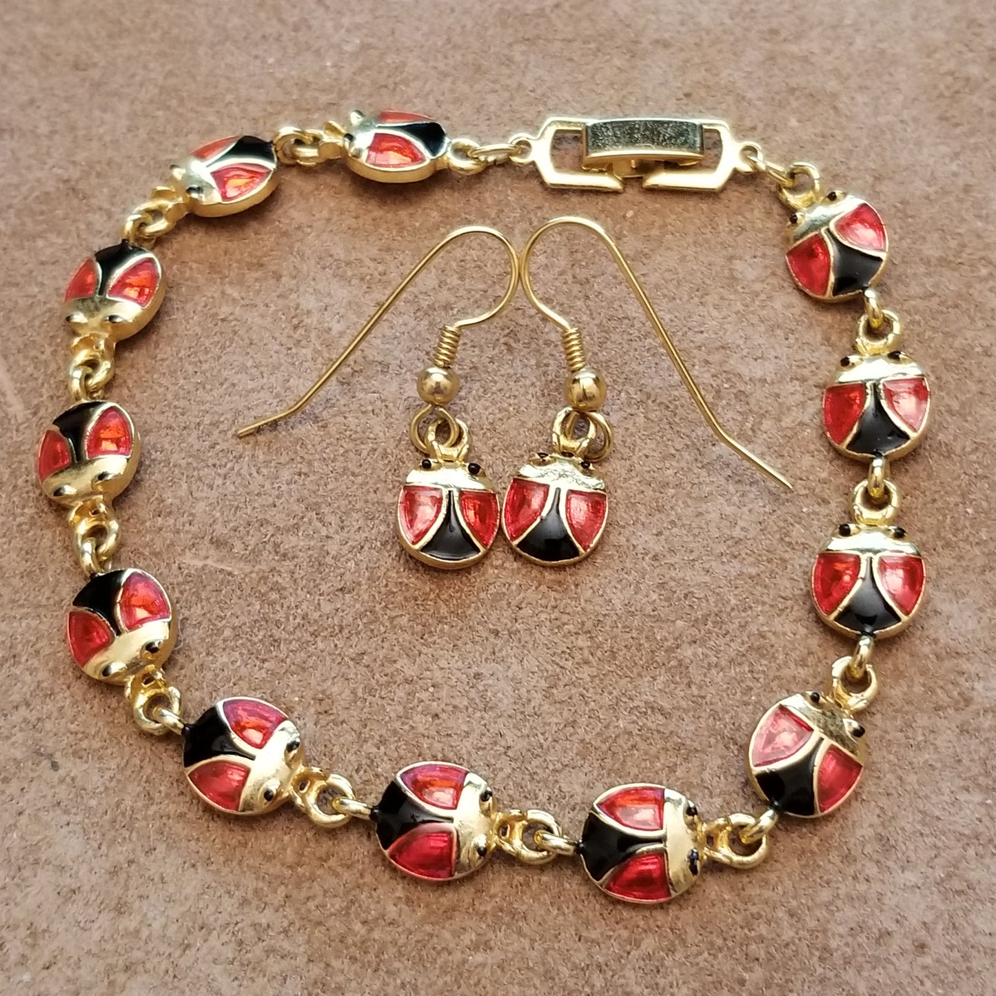 Lady Bug Bracelet & Earrings