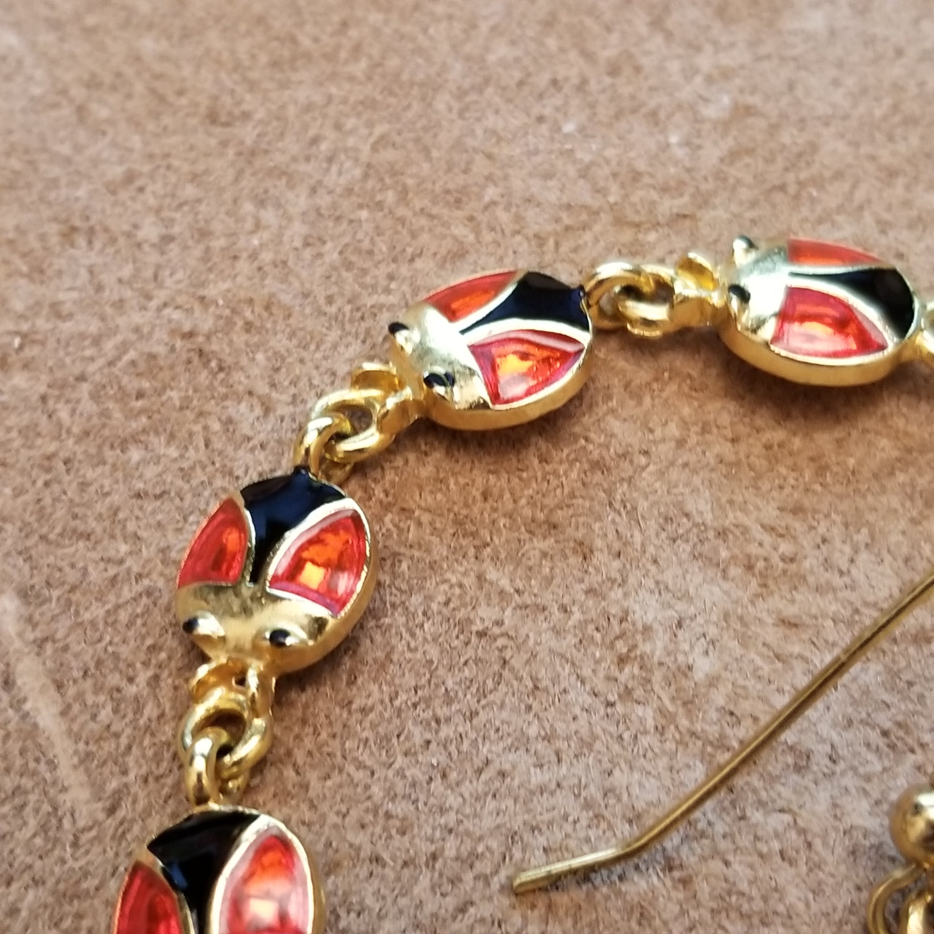 Lady Bug Bracelet & Earrings