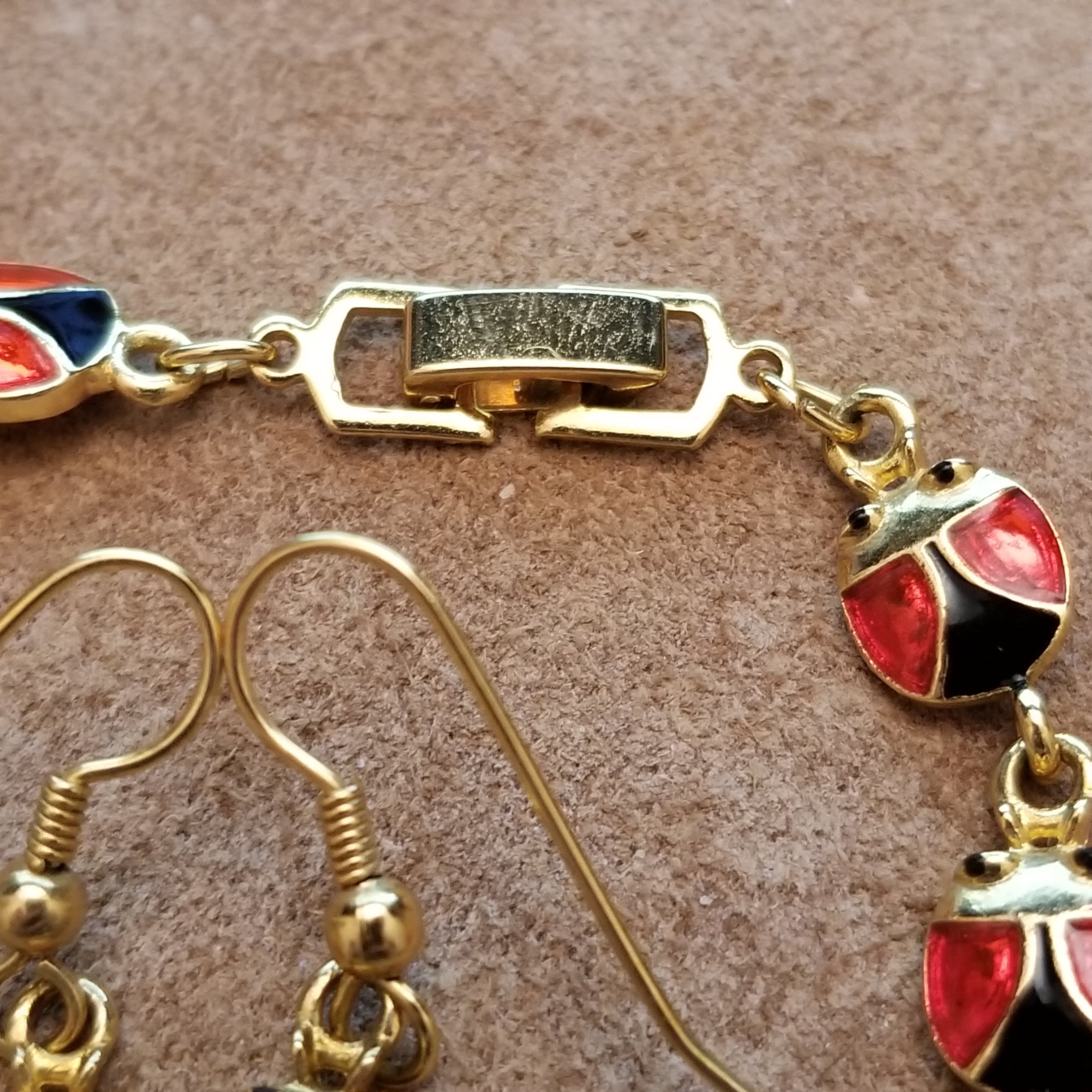 Lady Bug Bracelet & Earrings