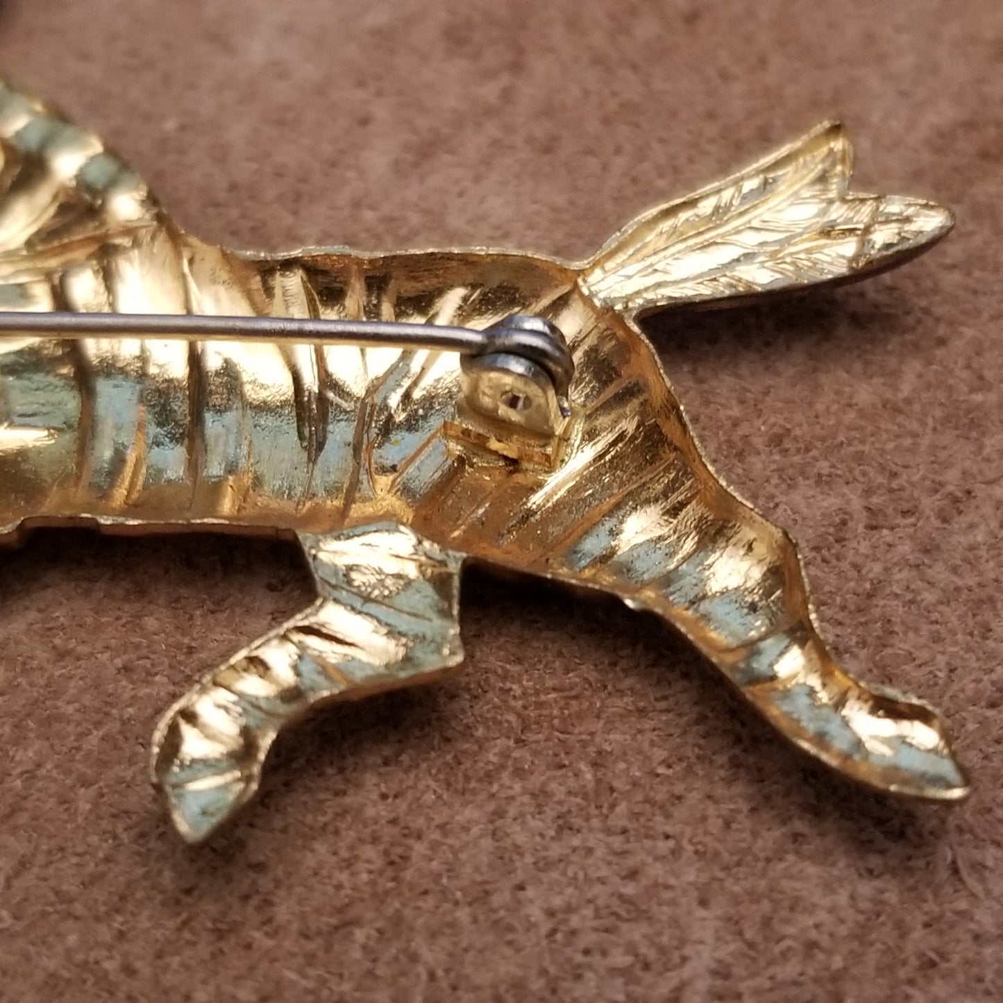 Gold Tone Galloping Zebra Brooch