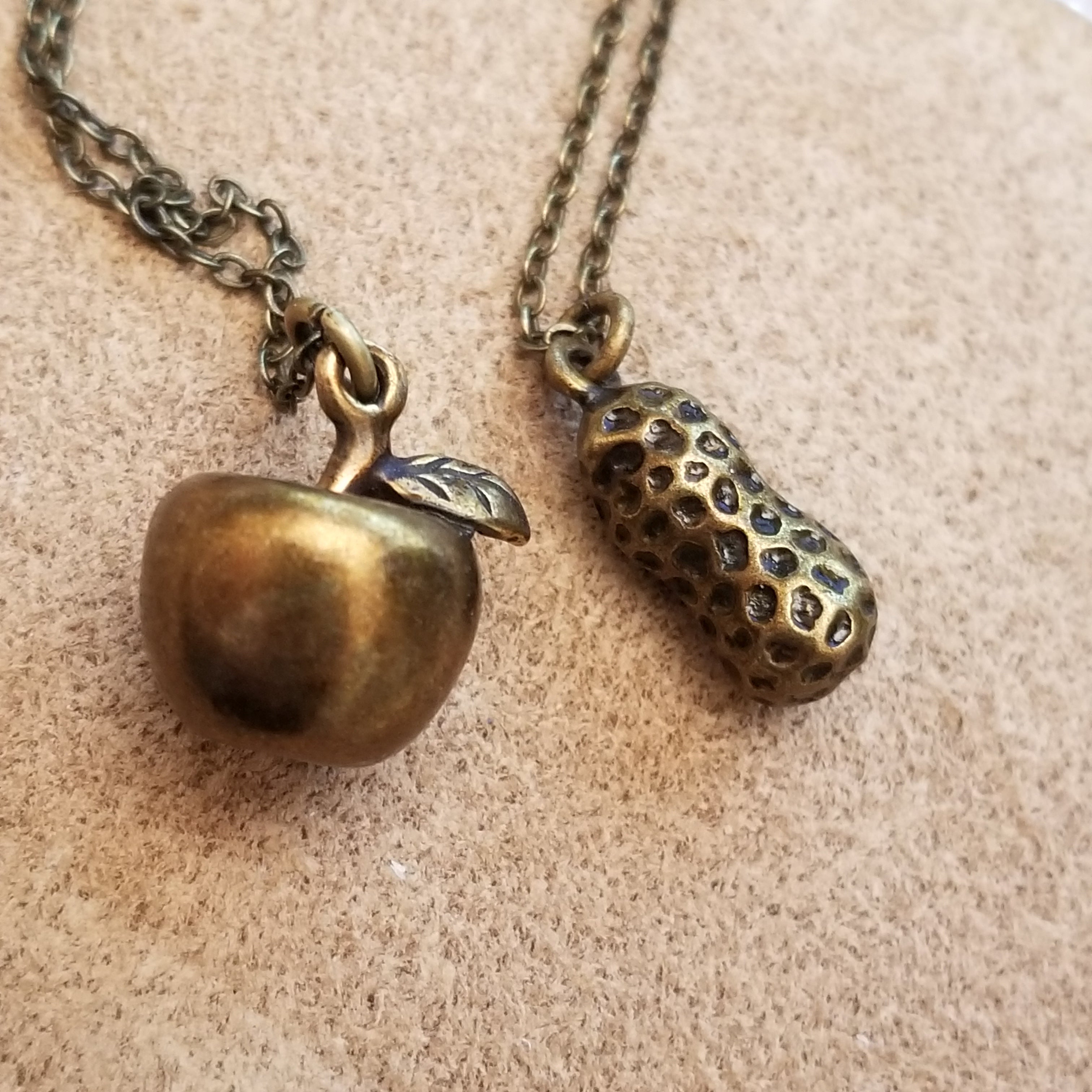 Copper Peanut or Apple Necklace