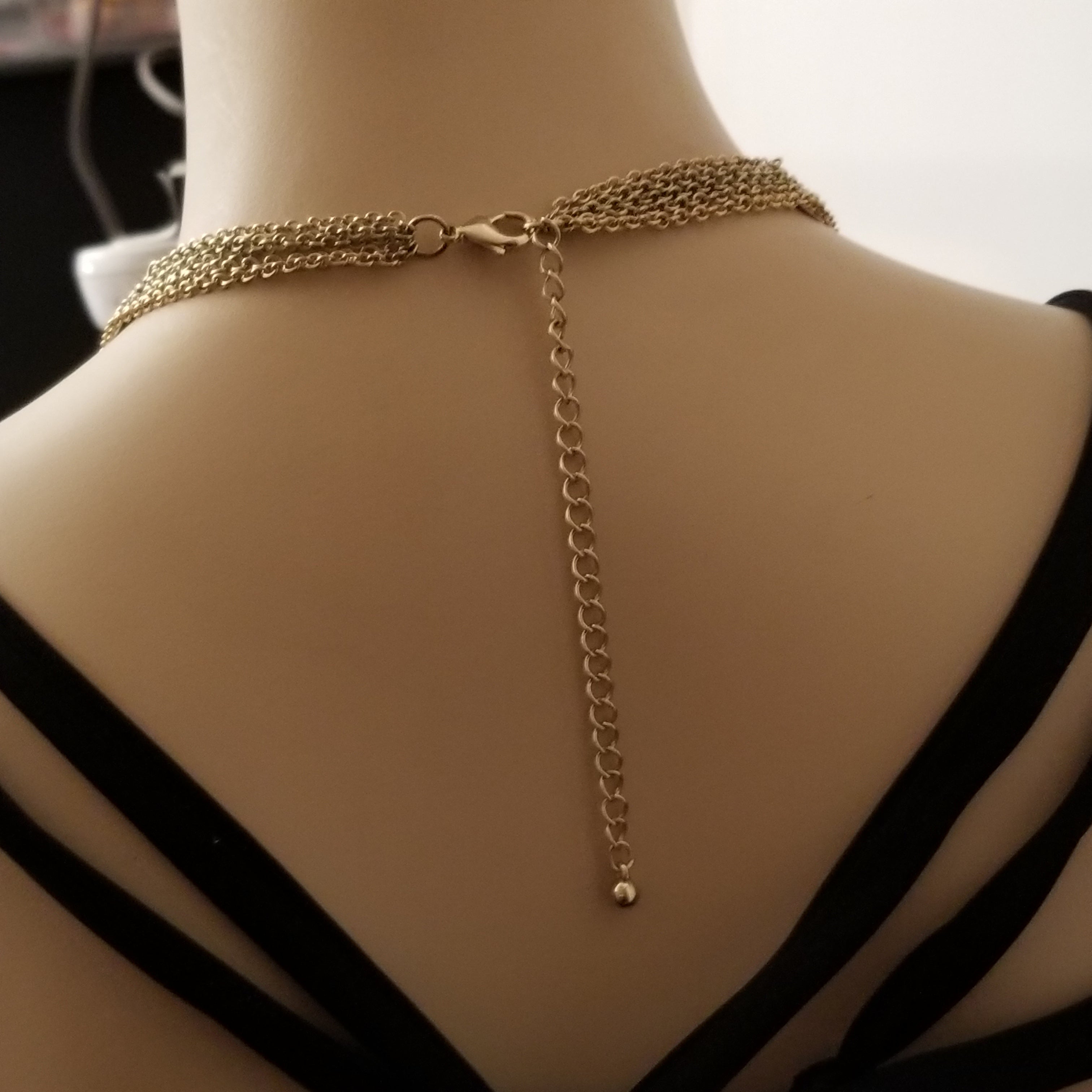 5 Strand Gold Tone Coin Layered Necklace
