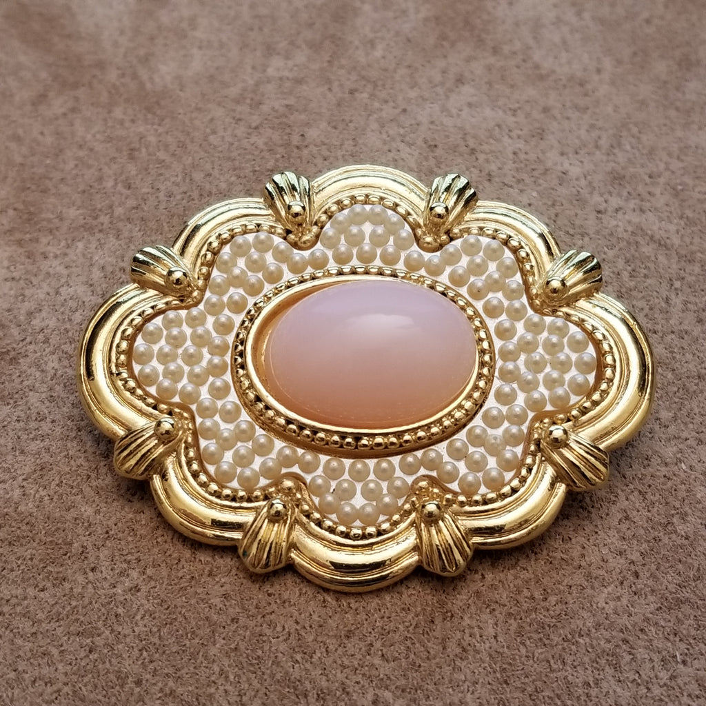 Pink & Gold Tone Brooch