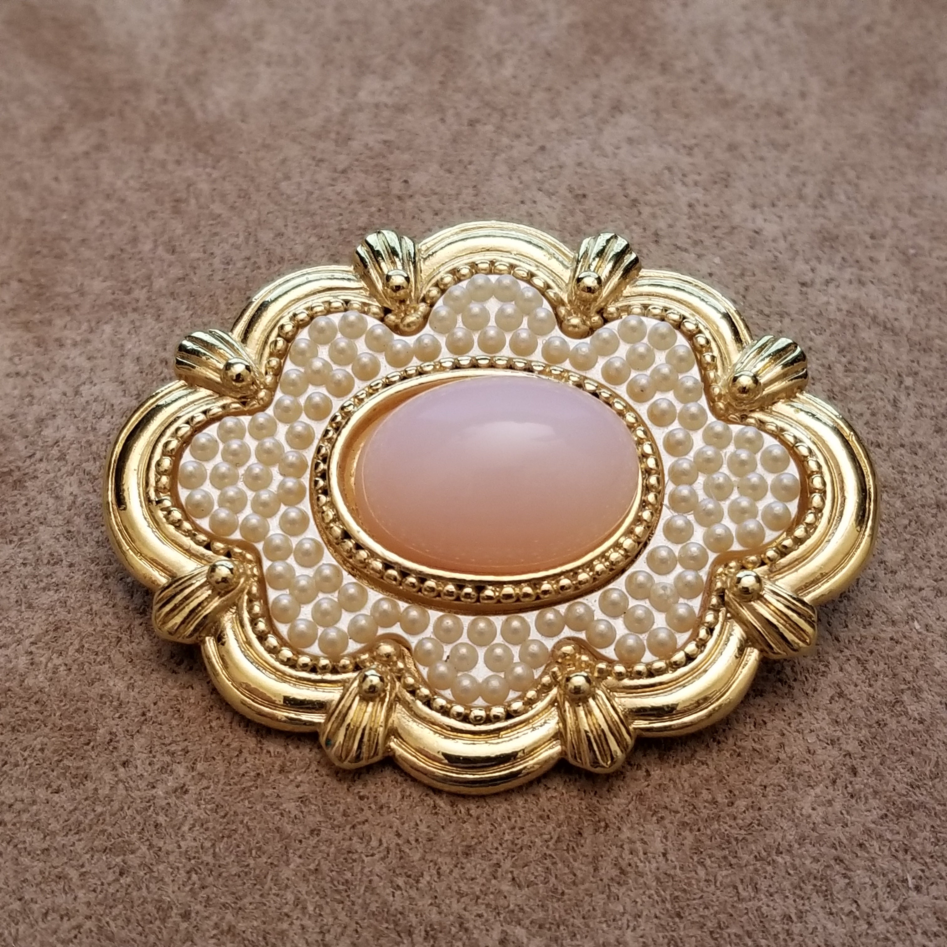 Pink & Gold Tone Brooch