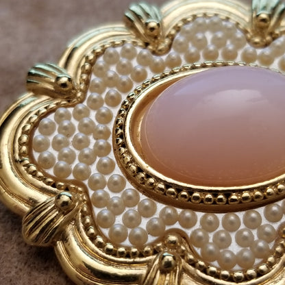 Pink & Gold Tone Brooch