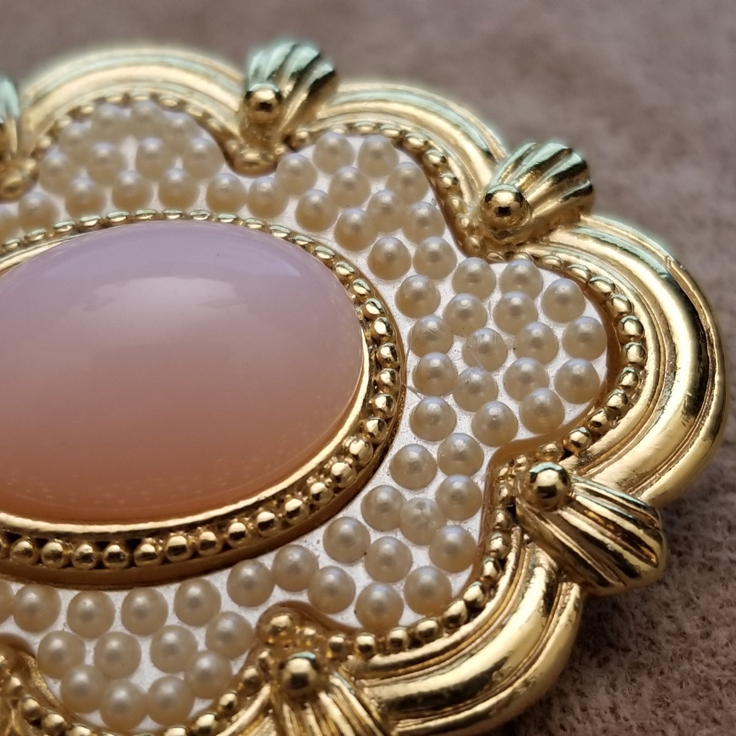 Pink & Gold Tone Brooch