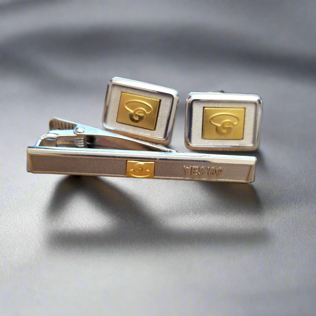 Vintage Silver & Gold Tone Cufflinks and Tie clip