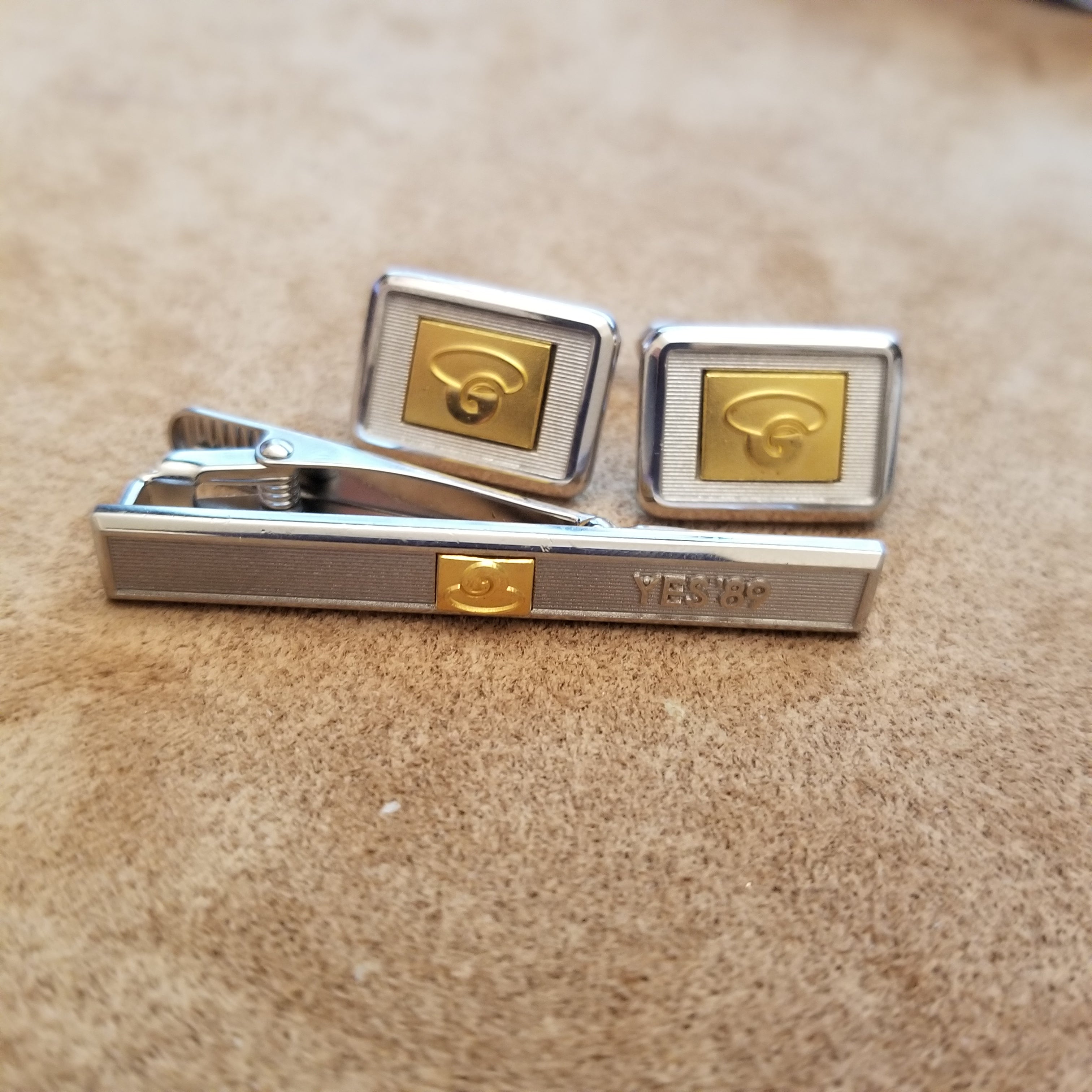 Vintage Silver & Gold Tone Cufflinks and Tie clip
