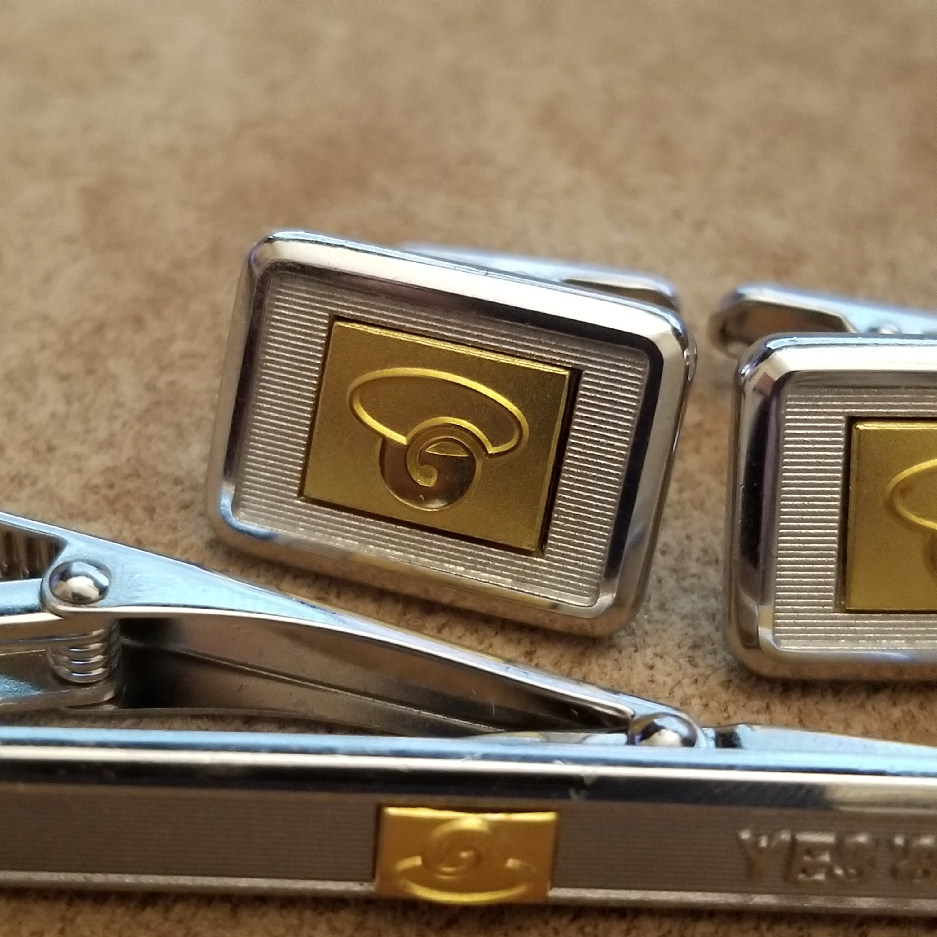 Vintage Silver & Gold Tone Cufflinks and Tie clip