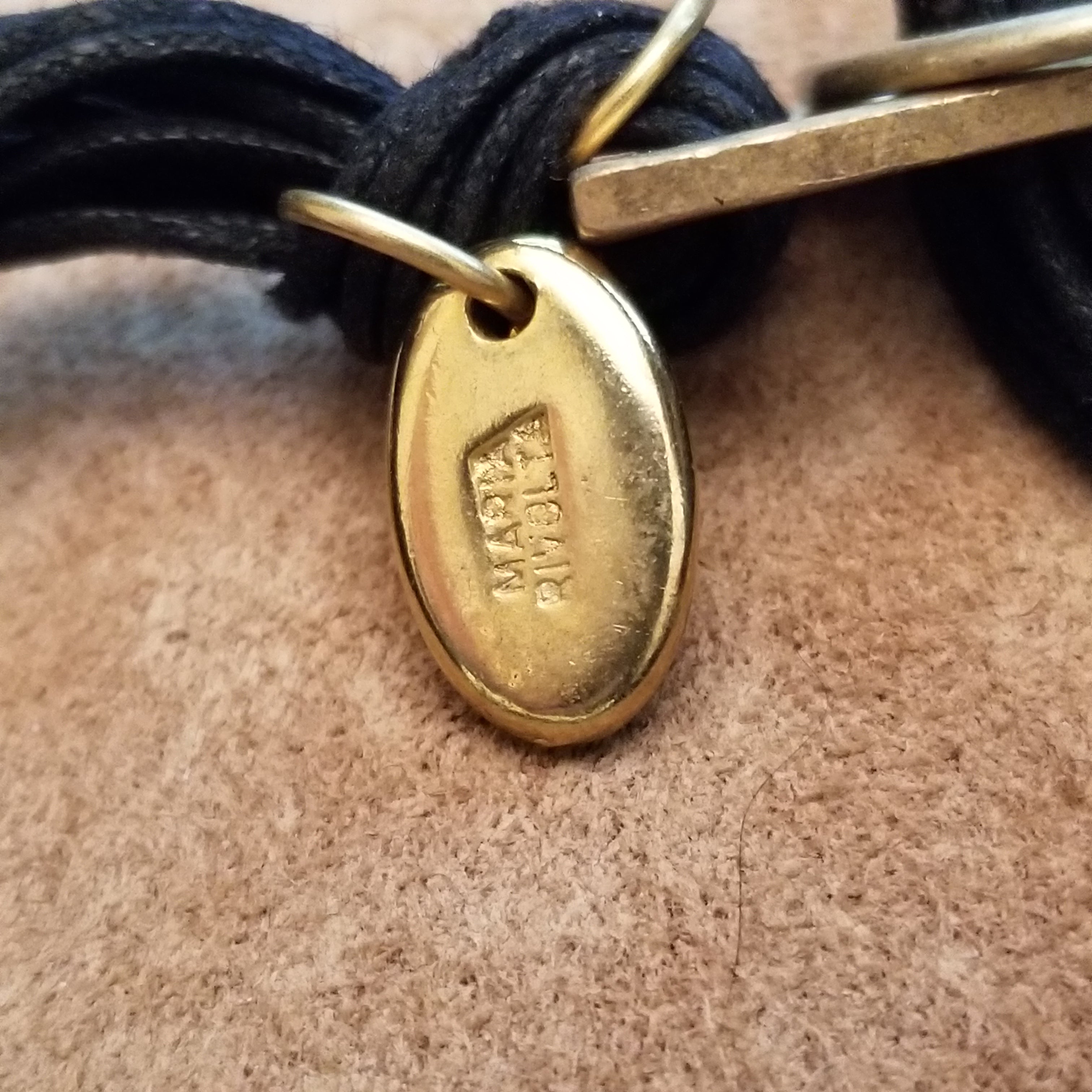 Black and Brass Leather Bracelet