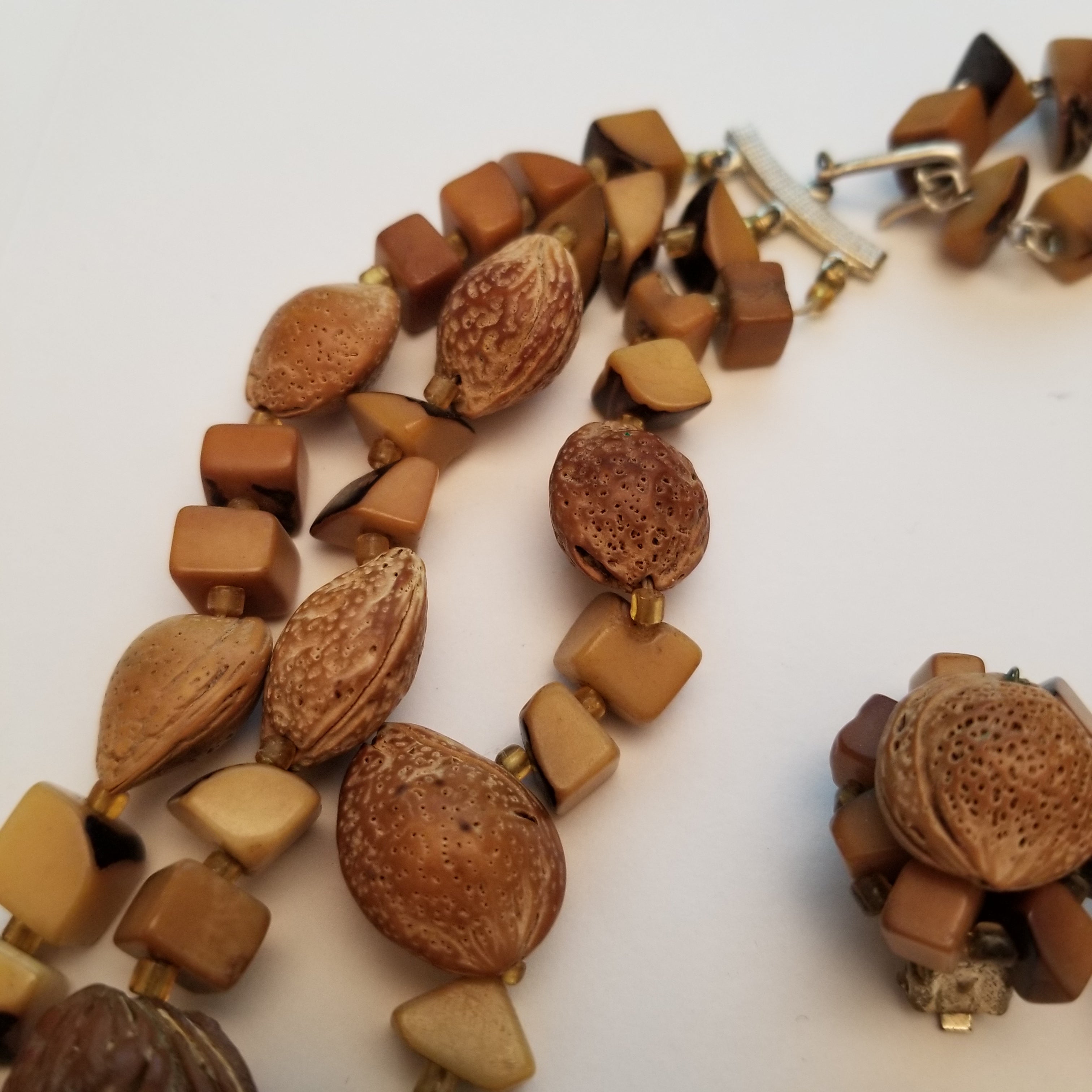 Vintage Almond Nut Necklace Set