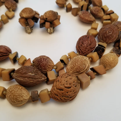 Vintage Almond Nut Necklace Set