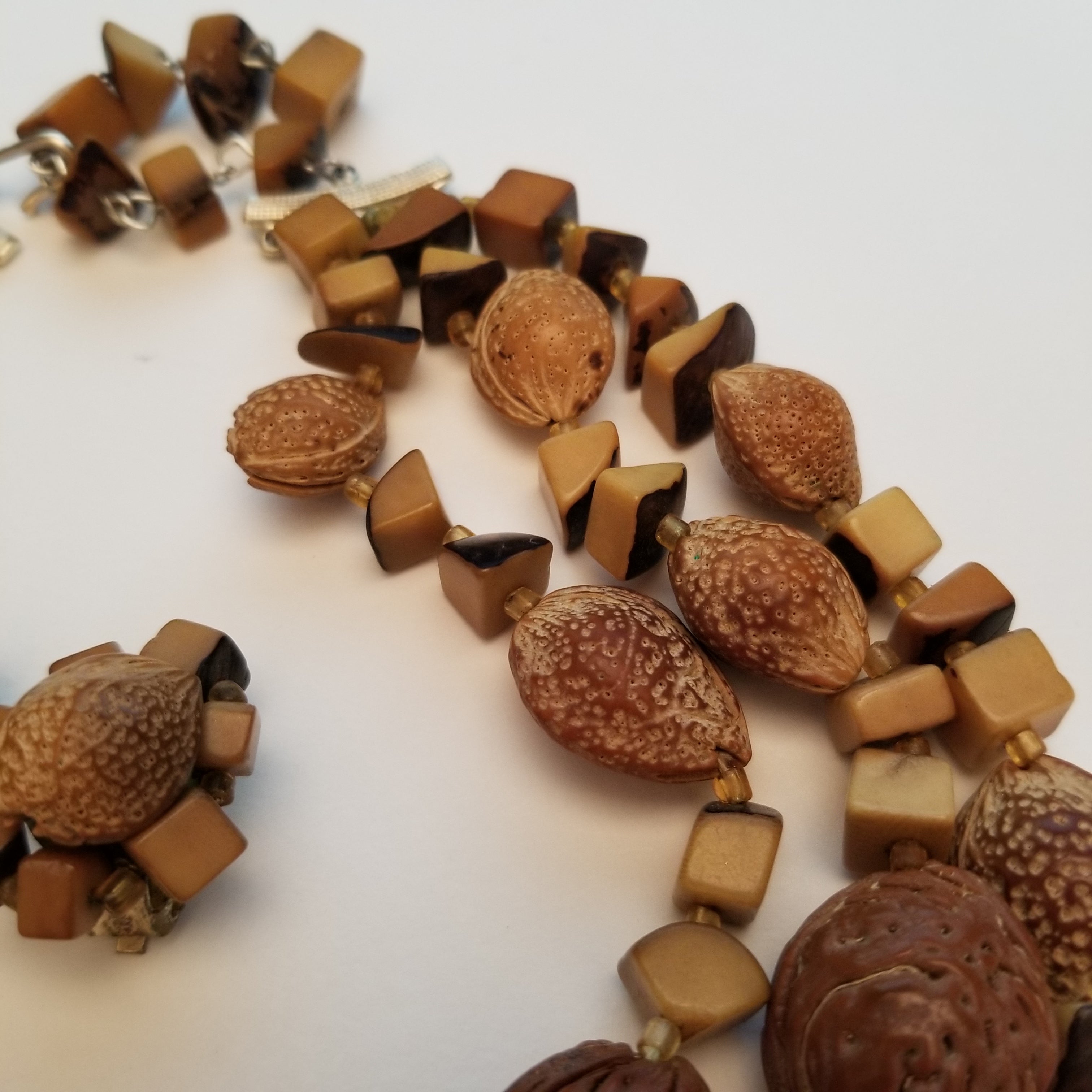 Vintage Almond Nut Necklace Set