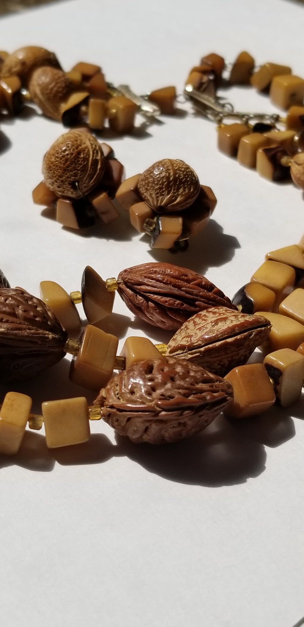 Vintage Almond Nut Necklace Set