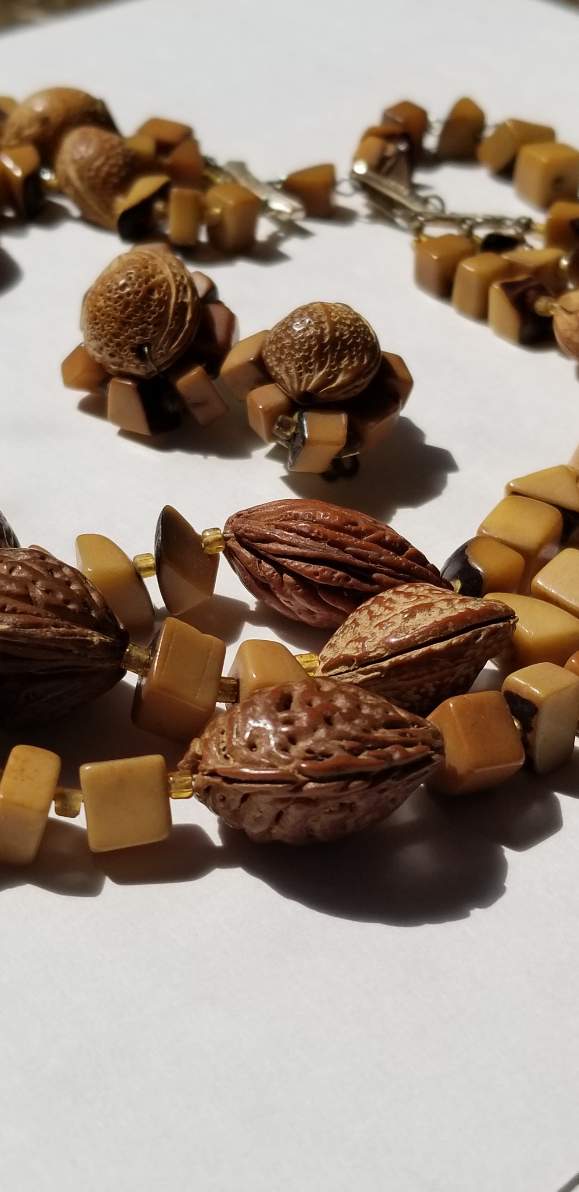 Vintage Almond Nut Necklace Set