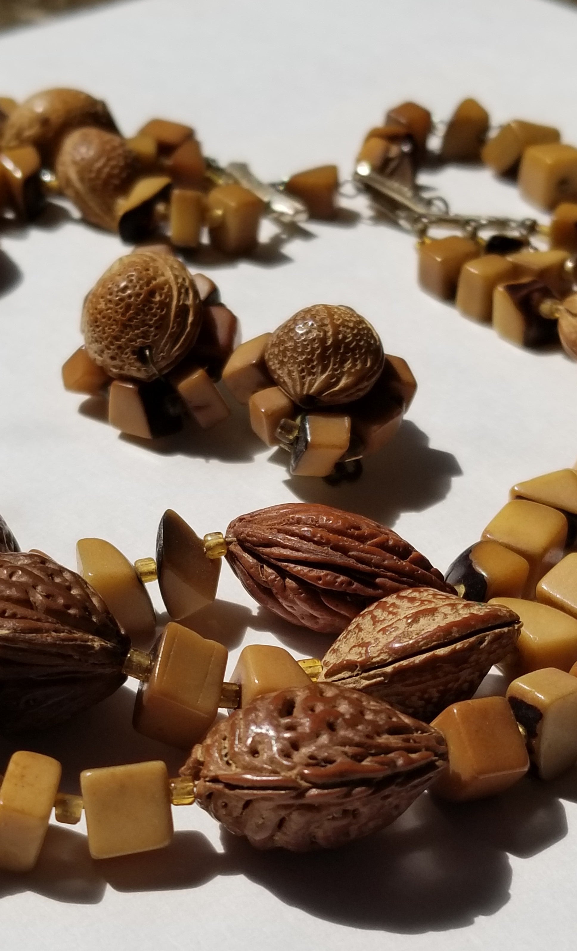 Vintage Almond Nut Necklace Set