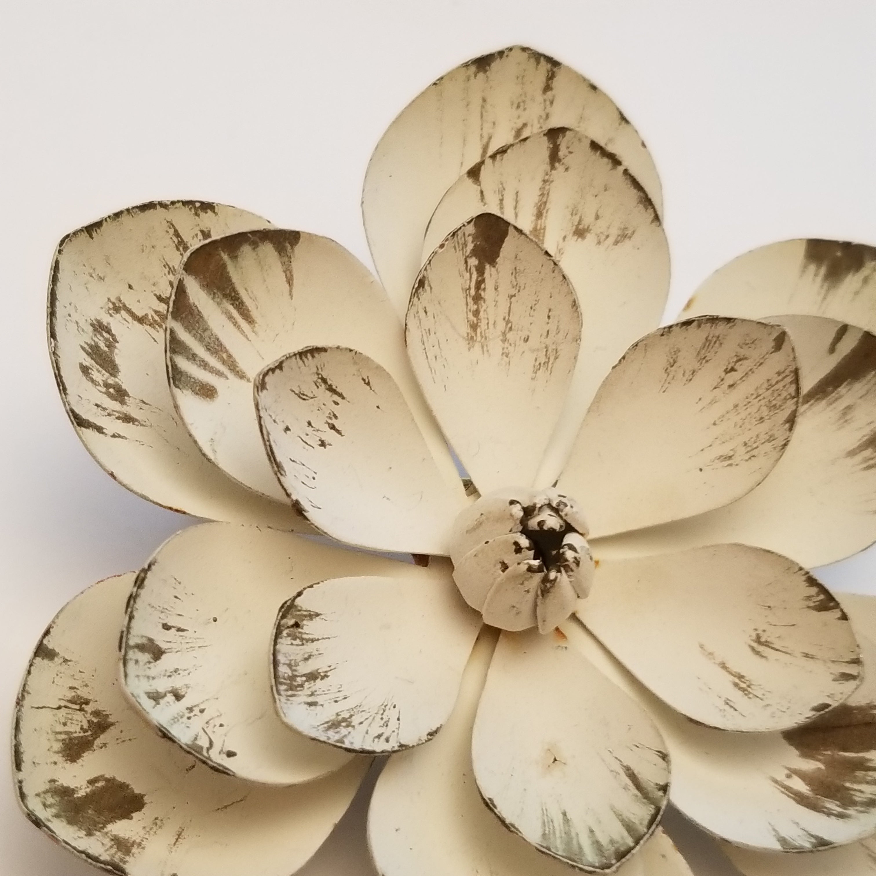 White Rustic Flower Brooch