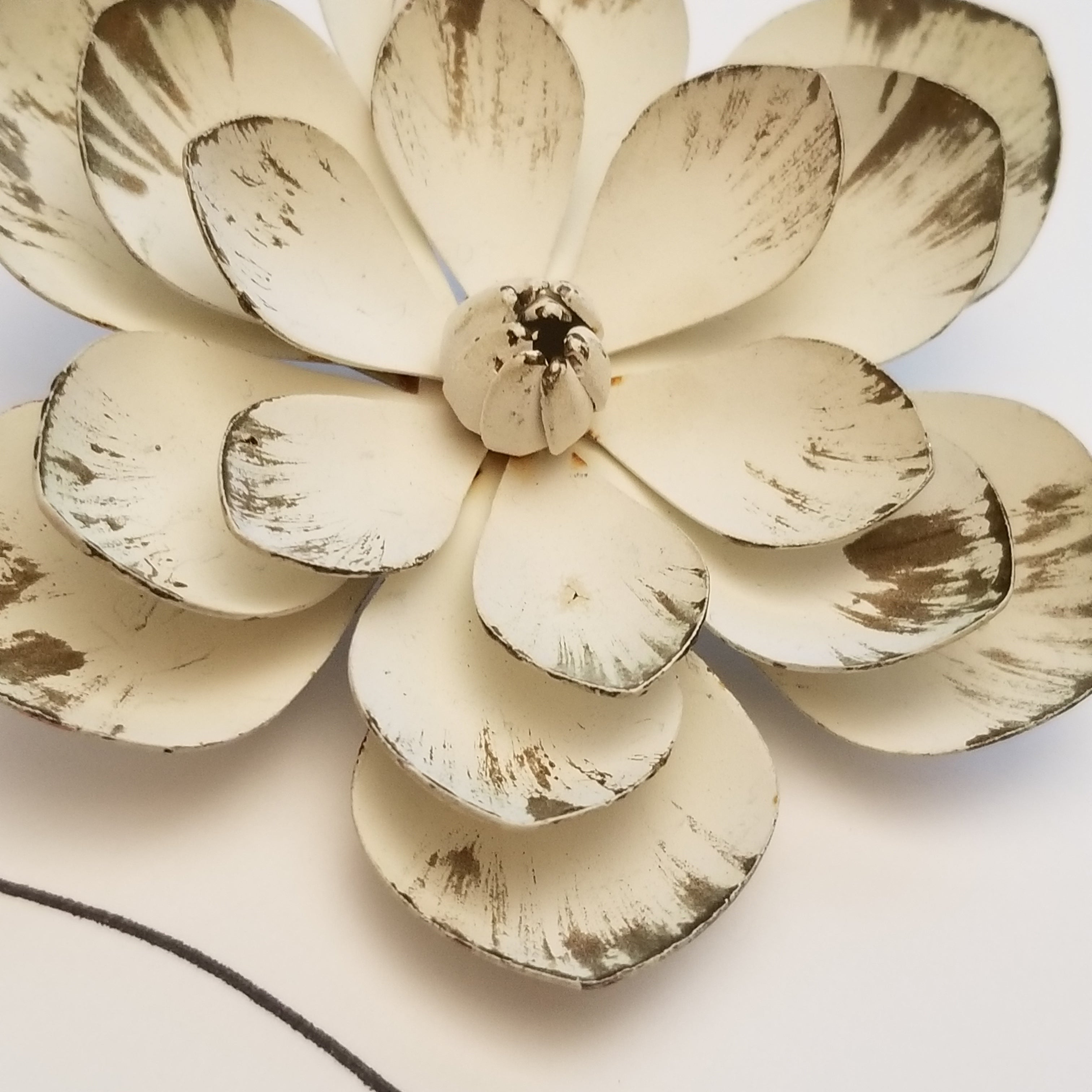 White Rustic Flower Brooch