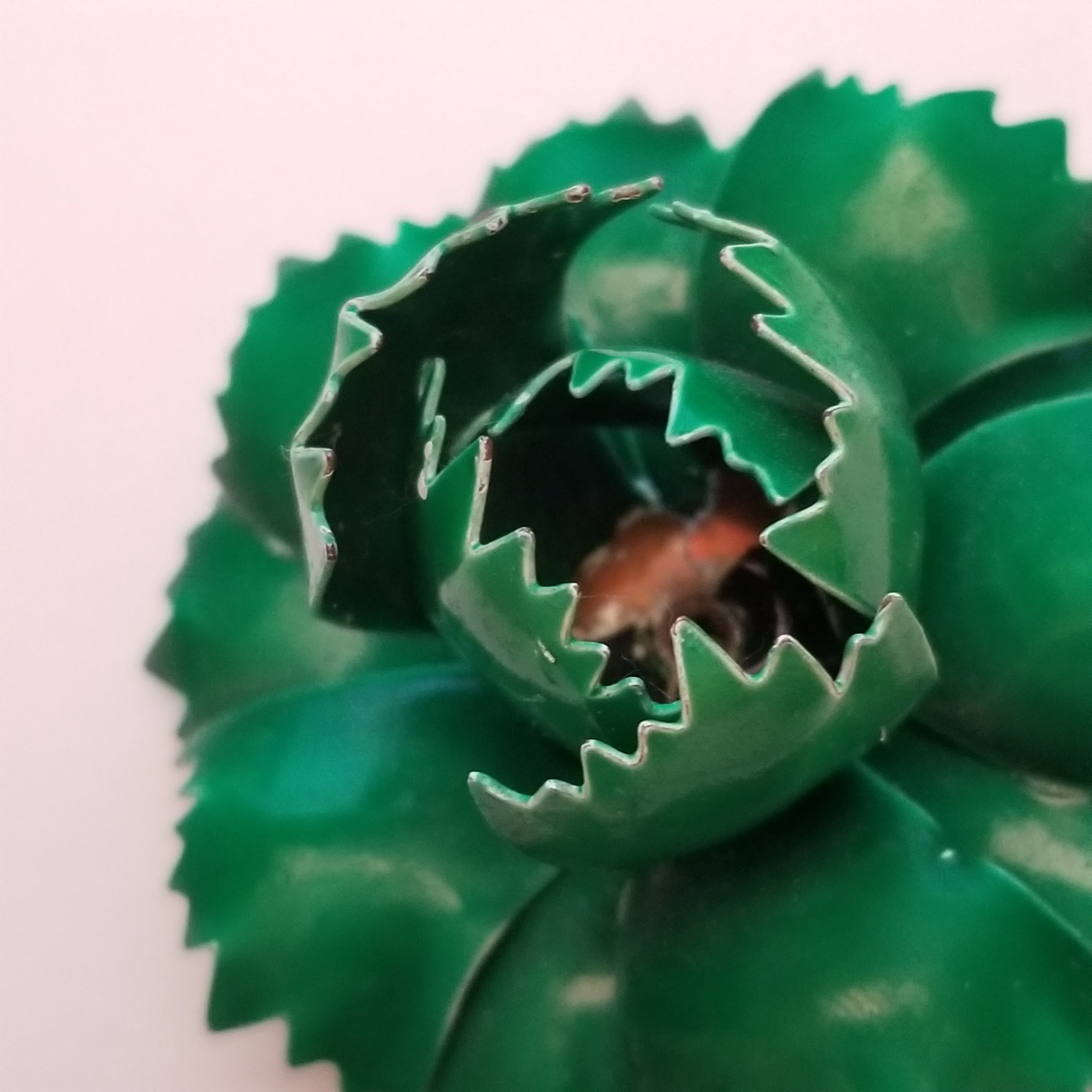 Vintage Green Flower Brooch