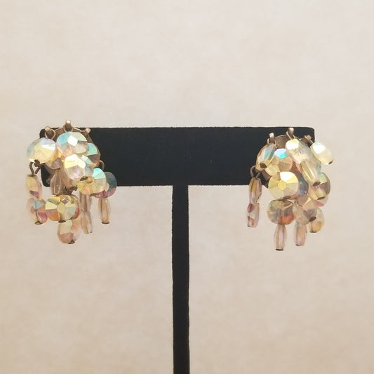 Vintage Aurora Borealis Clip On Earrings