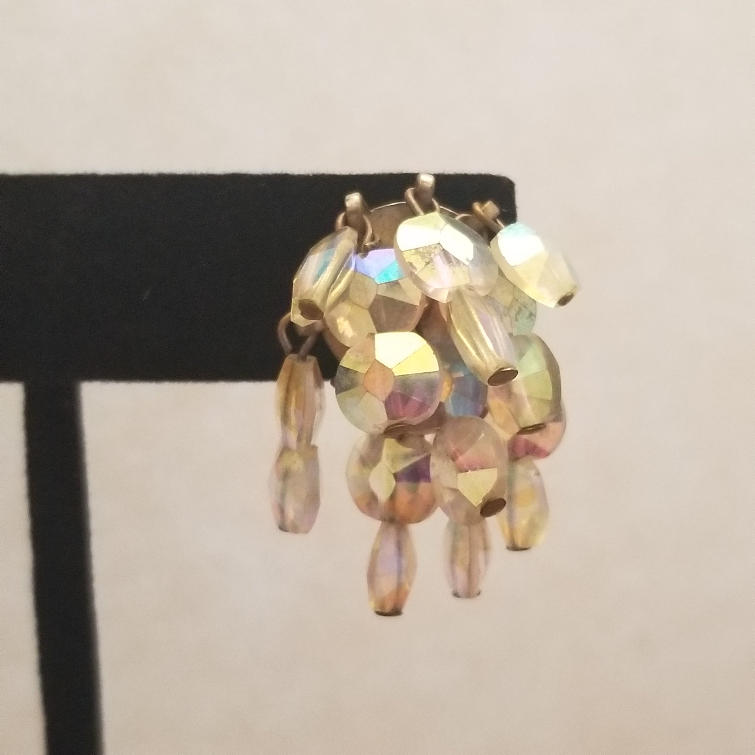 Vintage Aurora Borealis Clip On Earrings