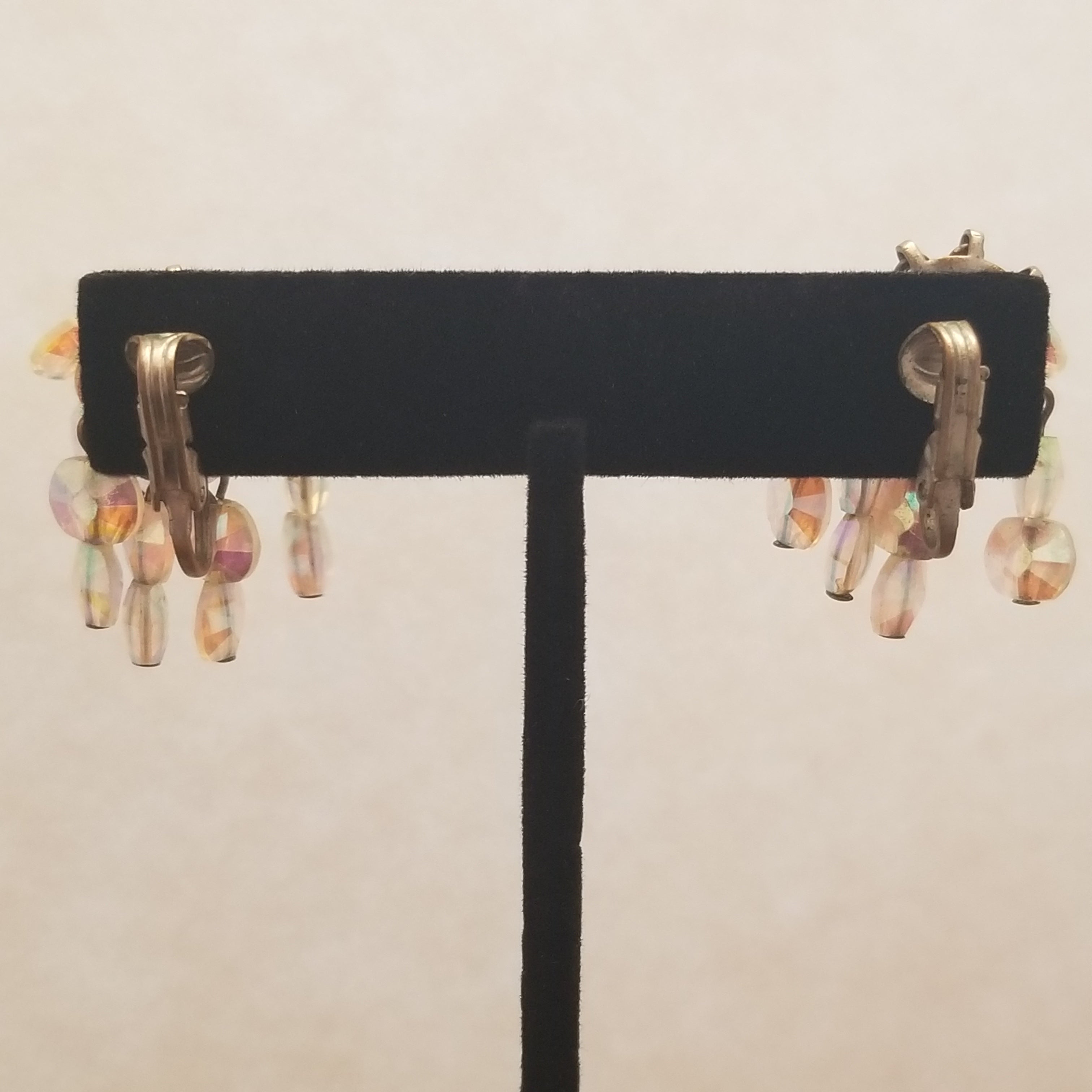 Vintage Aurora Borealis Clip On Earrings
