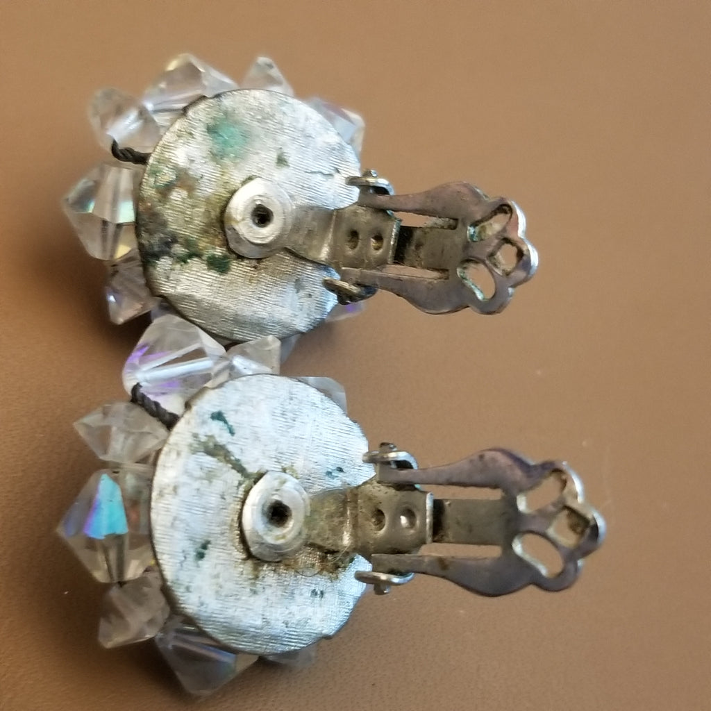 Small Vintage AB Button Style Clip On Earrings
