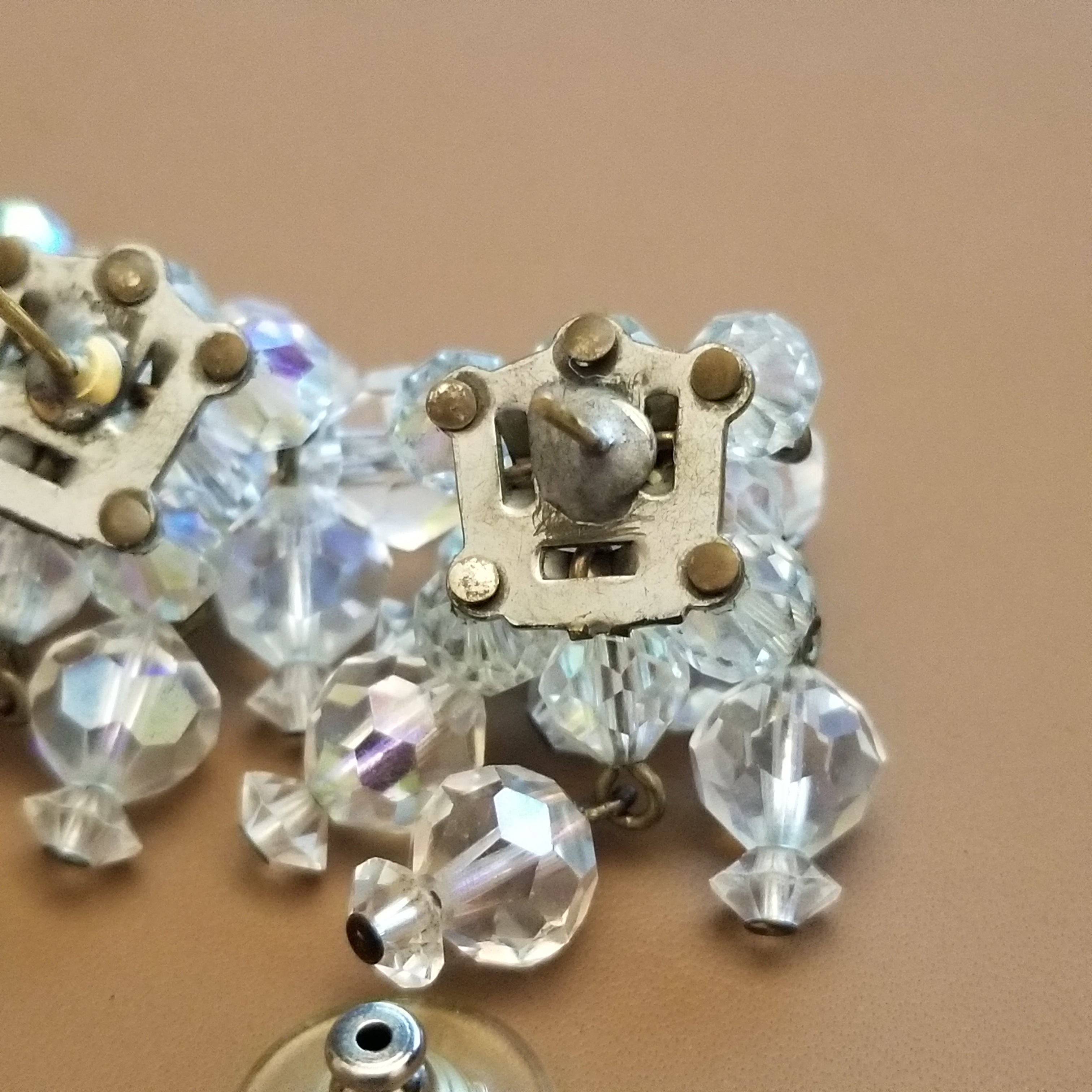 Vintage Aurora Borealis Clip On Earrings