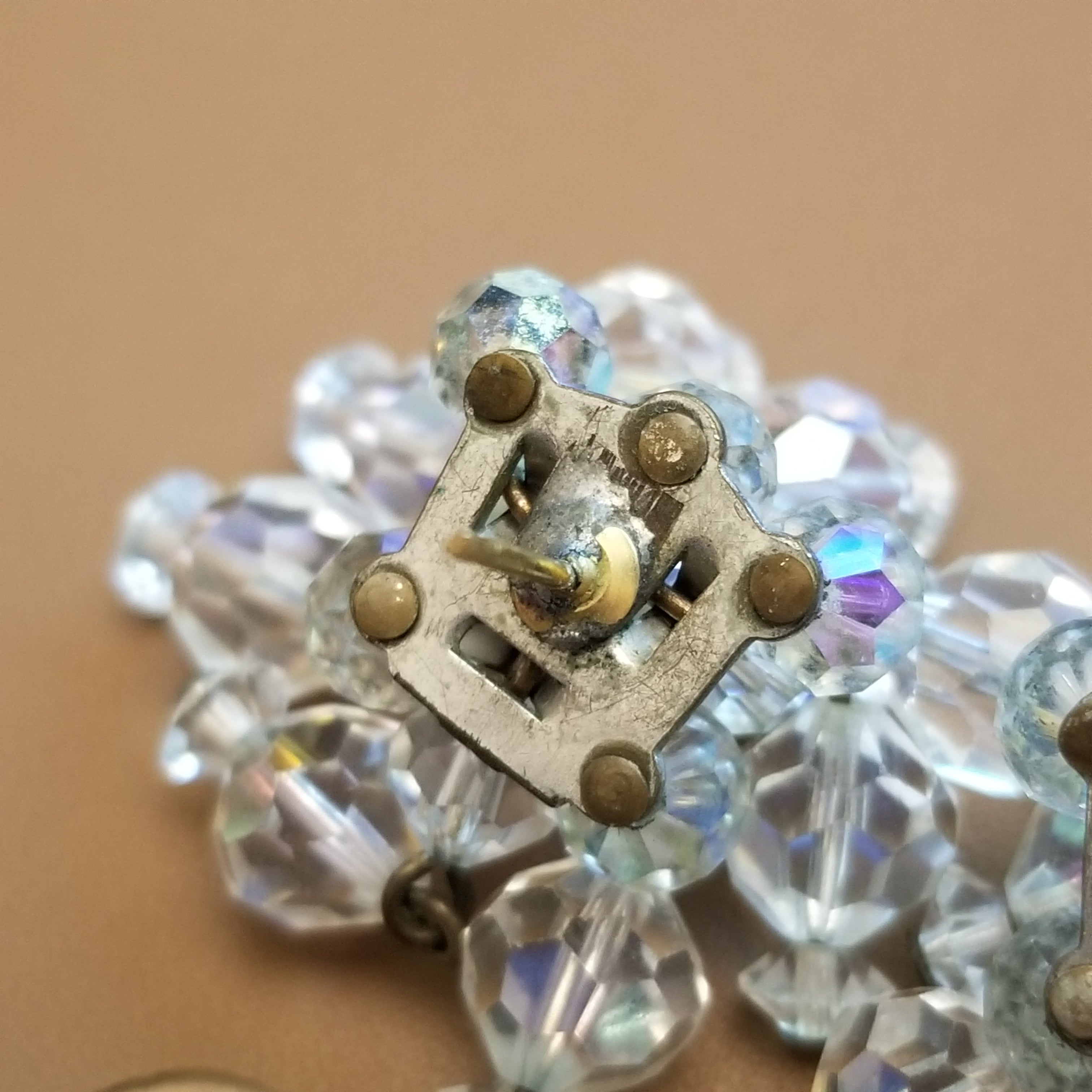 Vintage Aurora Borealis Clip On Earrings