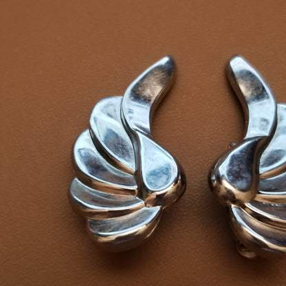 Vintage Silver Tone Wing Earrings