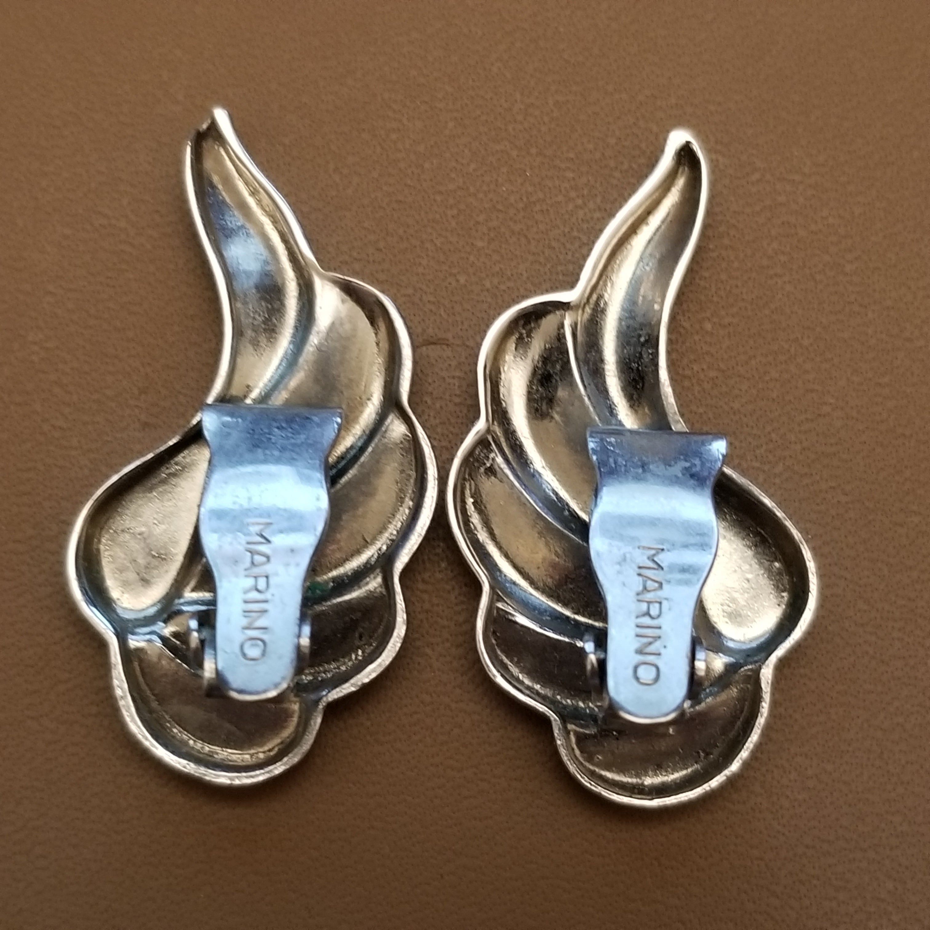 Vintage Silver Tone Wing Earrings