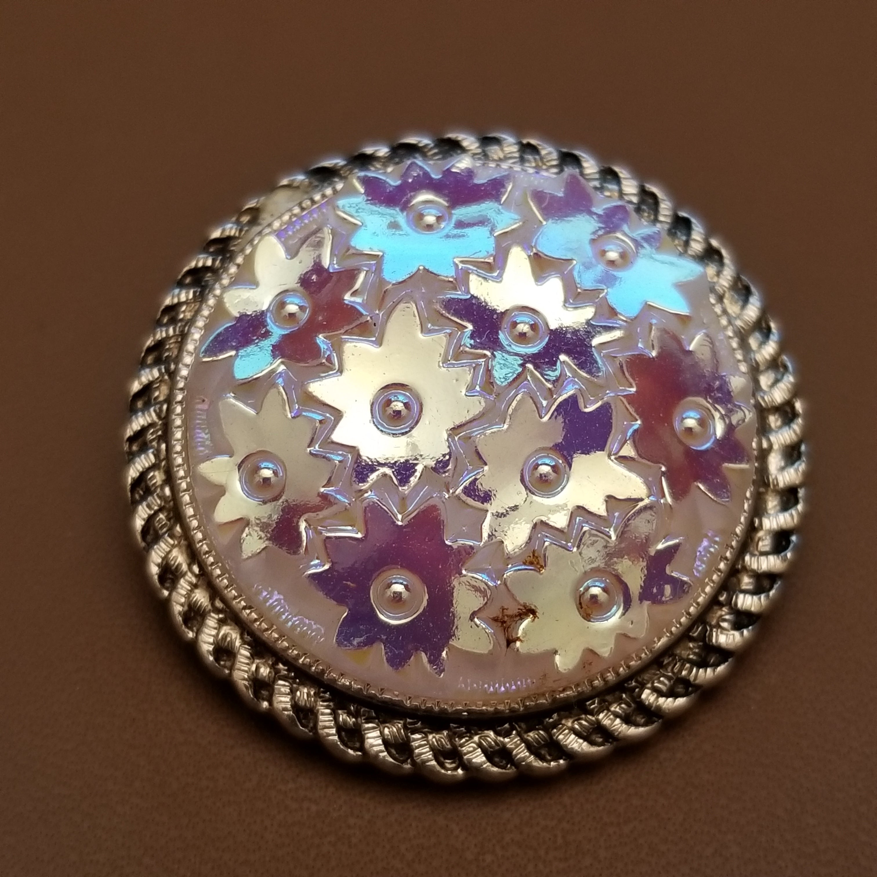 Vintage Iridescent Molded Glass Scarf Clip
