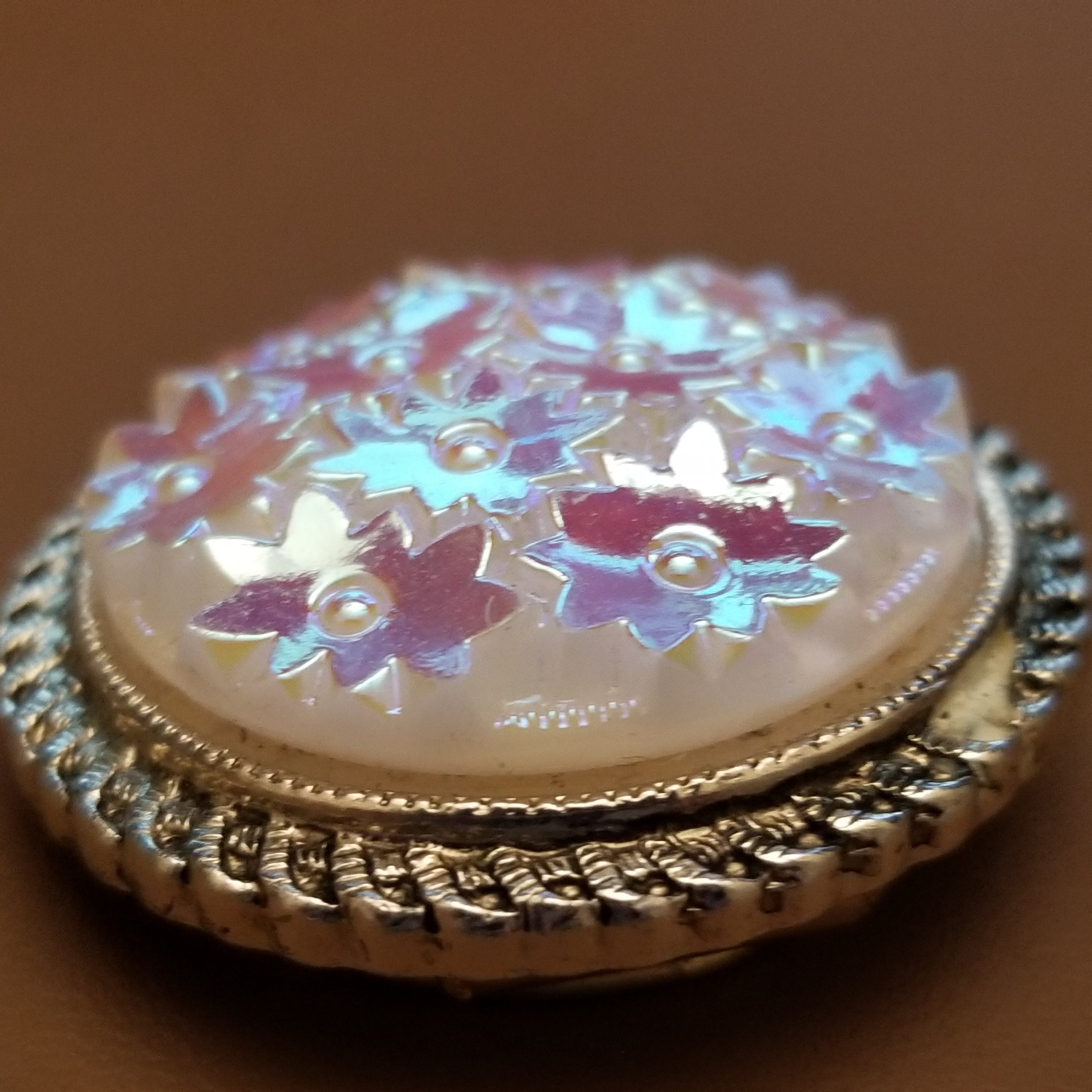 Vintage Iridescent Molded Glass Scarf Clip