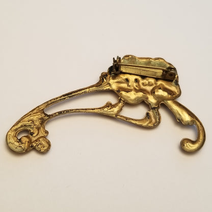 Vintage Pressed Metal Flower Brooch