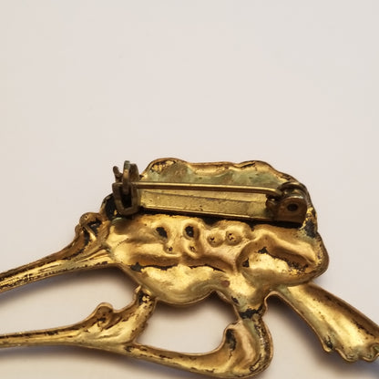 Vintage Pressed Metal Flower Brooch