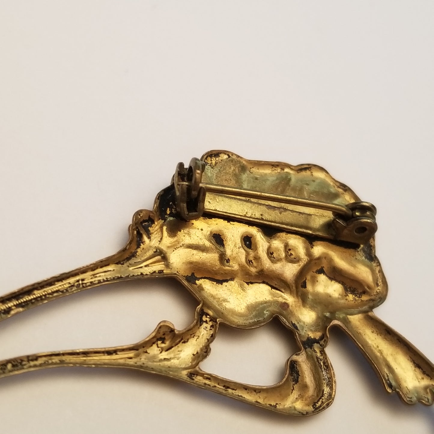 Vintage Pressed Metal Flower Brooch