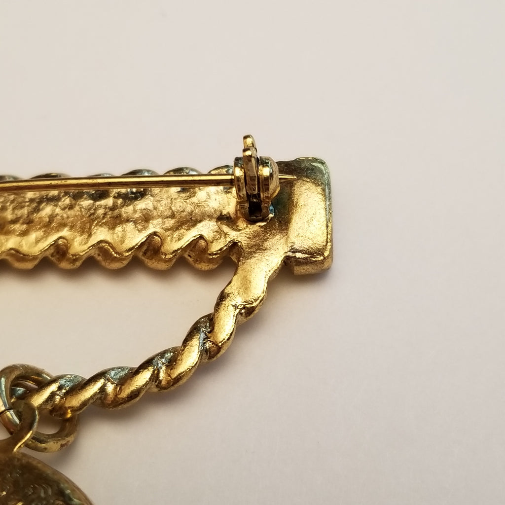 Vintage Gold Tone Locket Brooch