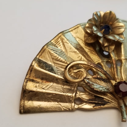 Vintage Gold Tone Rhinestone Brooch