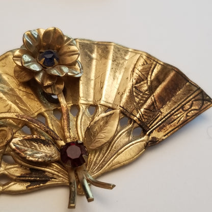 Vintage Gold Tone Rhinestone Brooch